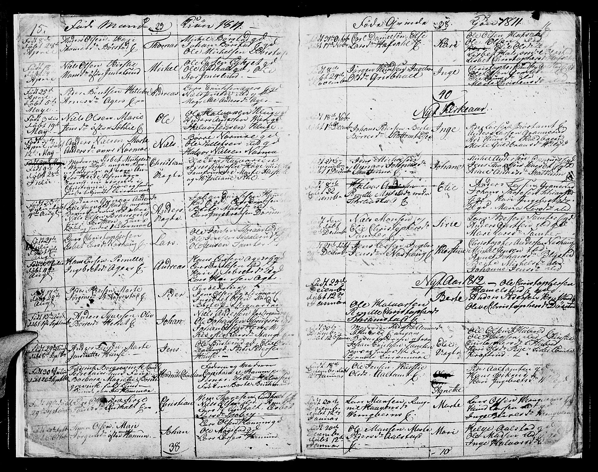 Vang prestekontor, Hedmark, SAH/PREST-008/H/Ha/Hab/L0003: Parish register (copy) no. 3, 1808-1819, p. 15-16