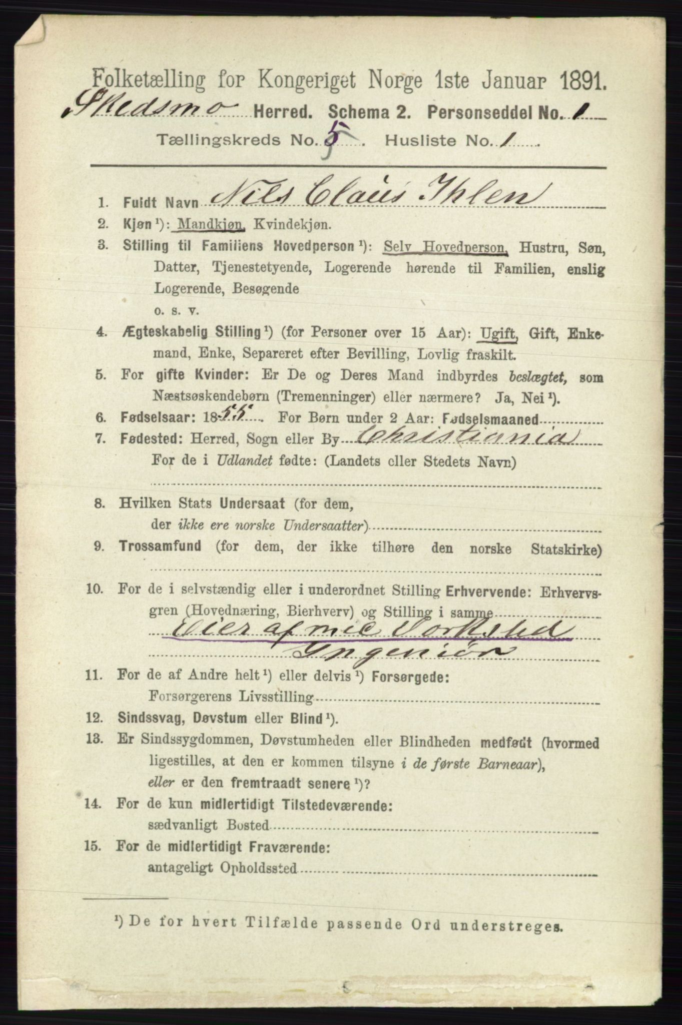 RA, 1891 census for 0231 Skedsmo, 1891, p. 2295