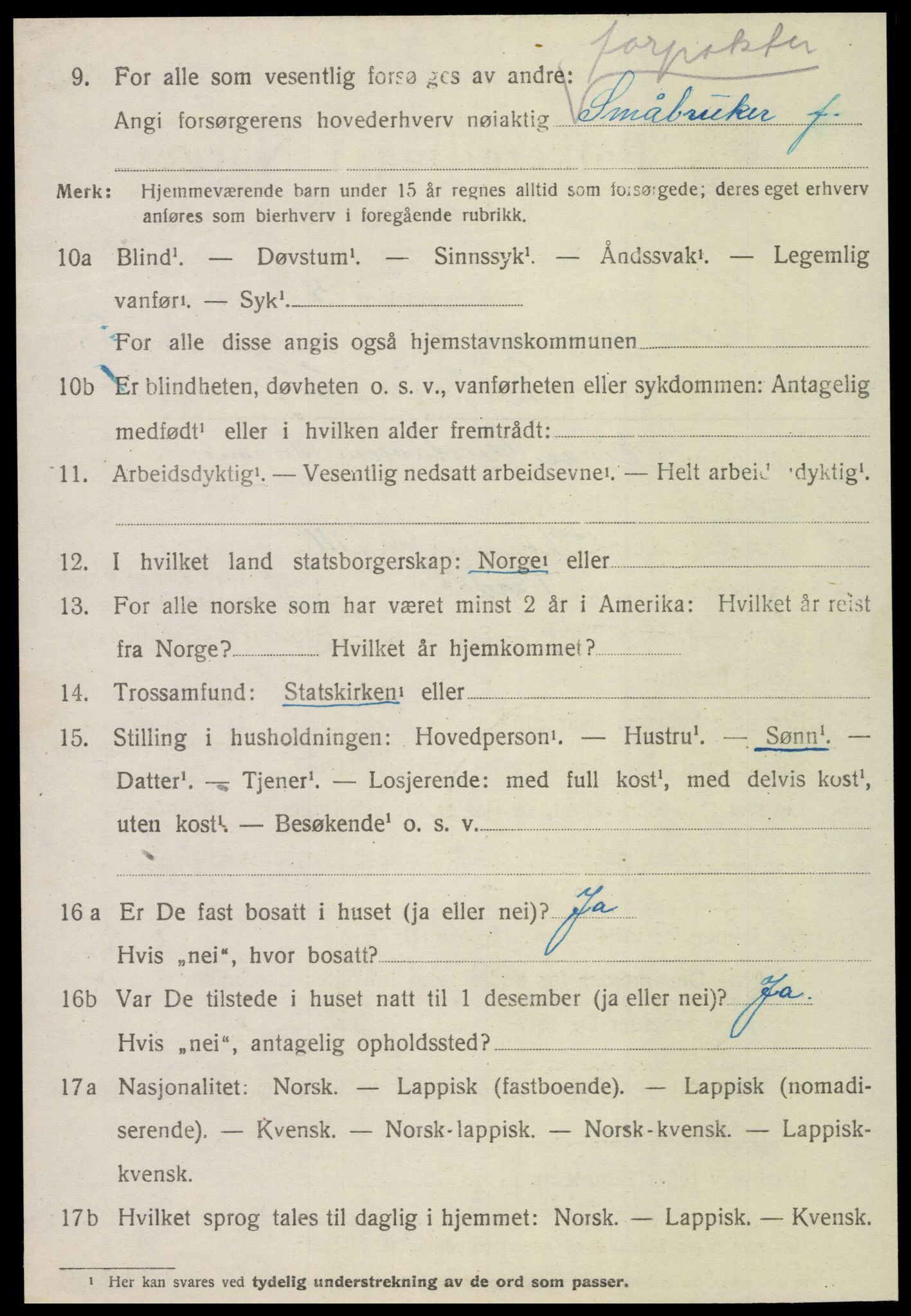 SAT, 1920 census for Verdal, 1920, p. 11352