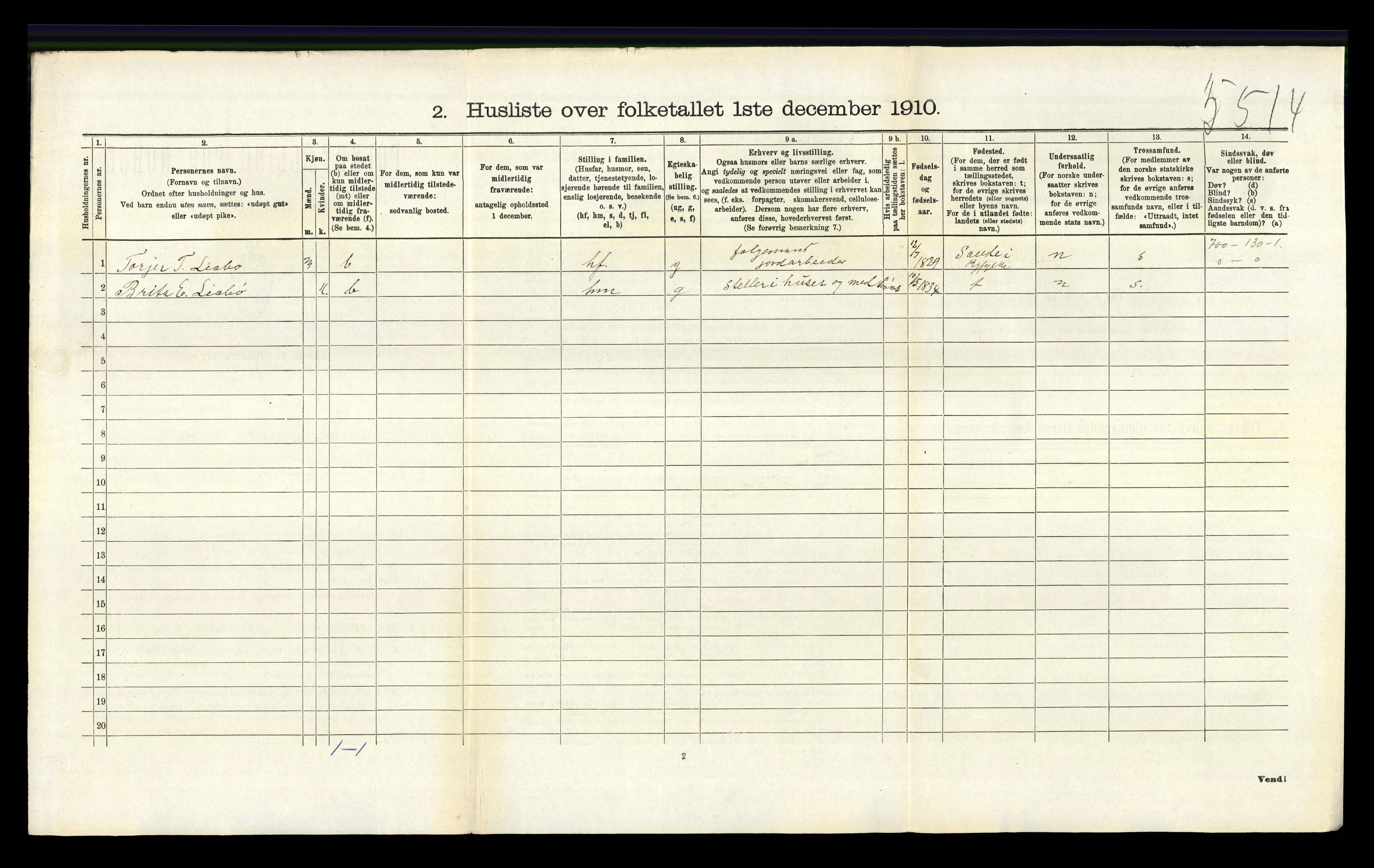 RA, 1910 census for Vikedal, 1910, p. 970