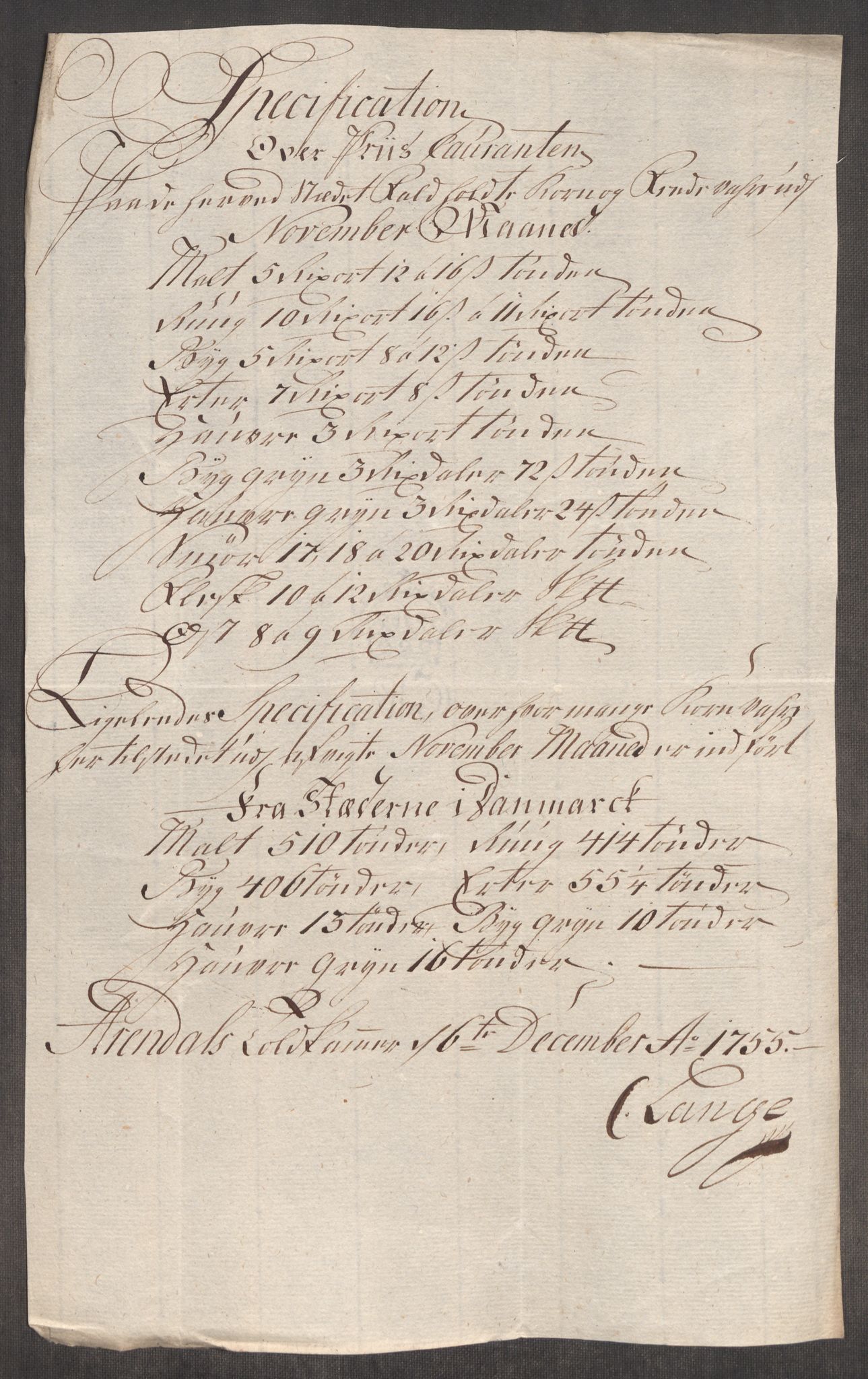 Rentekammeret inntil 1814, Realistisk ordnet avdeling, AV/RA-EA-4070/Oe/L0005: [Ø1]: Priskuranter, 1753-1757, p. 554