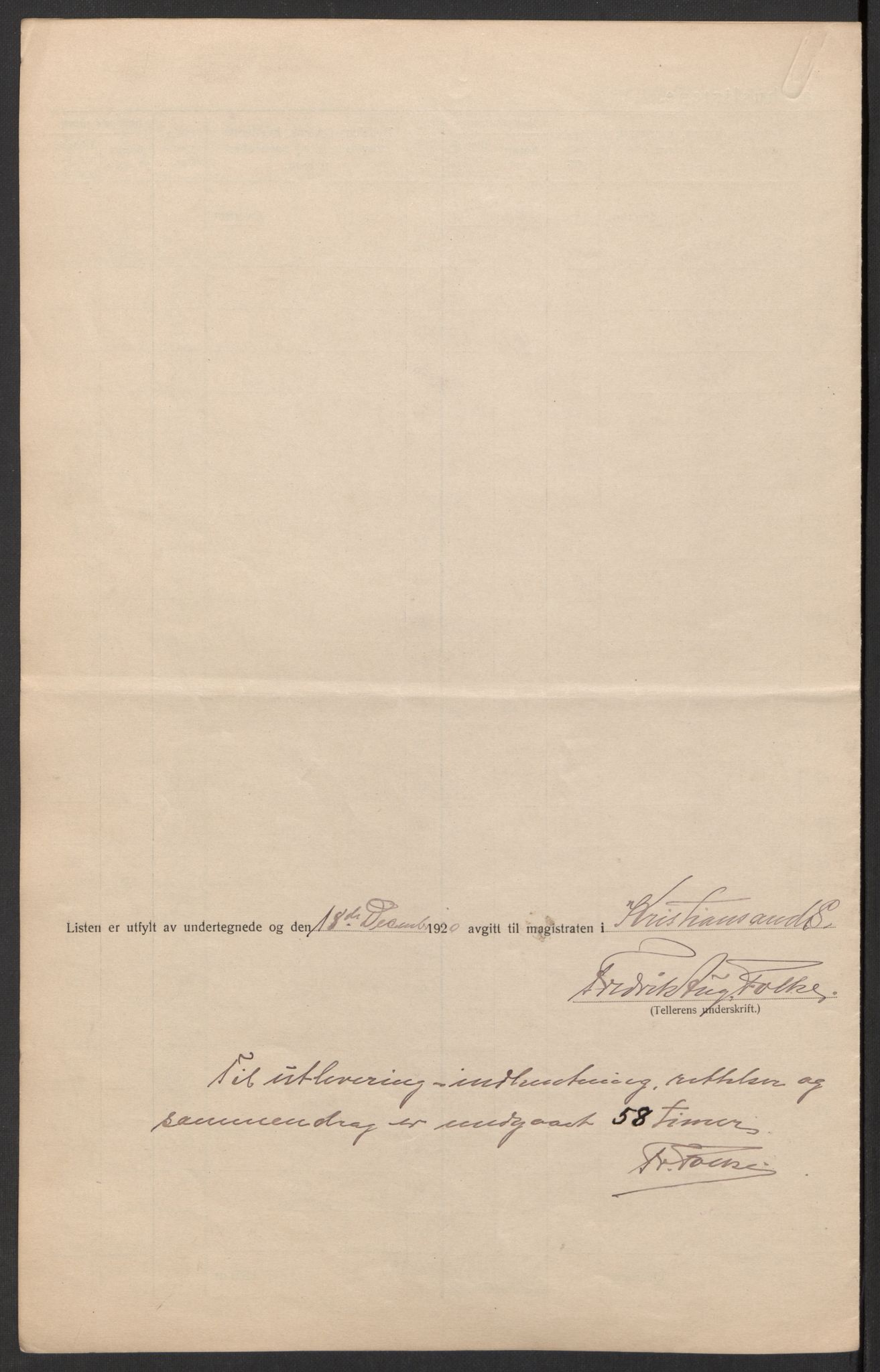 SAK, 1920 census for Kristiansand, 1920, p. 21