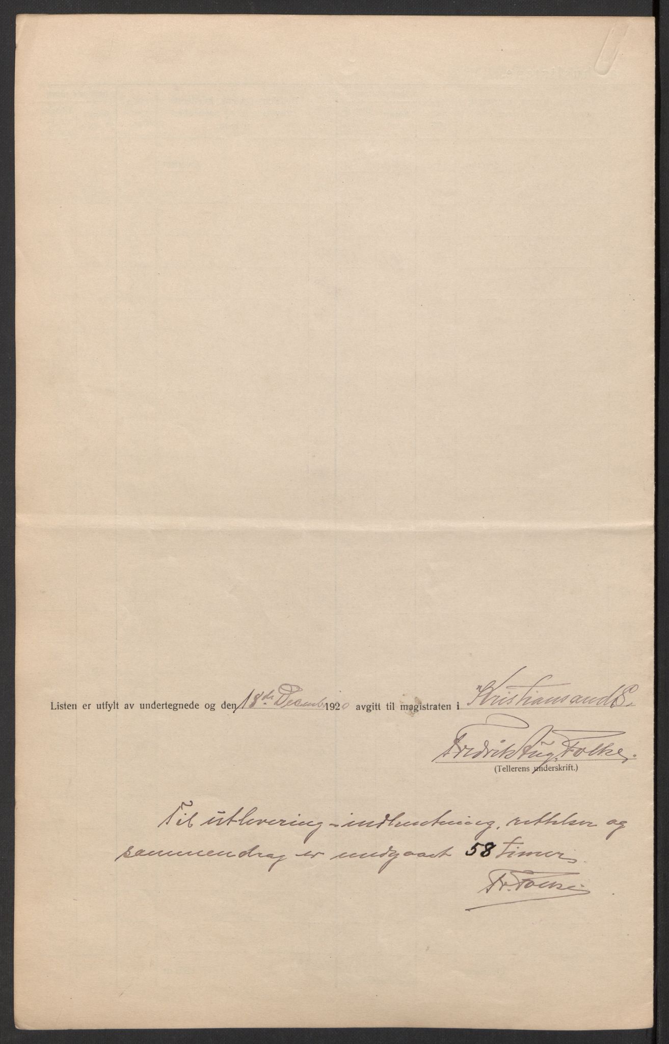 SAK, 1920 census for Kristiansand, 1920, p. 21