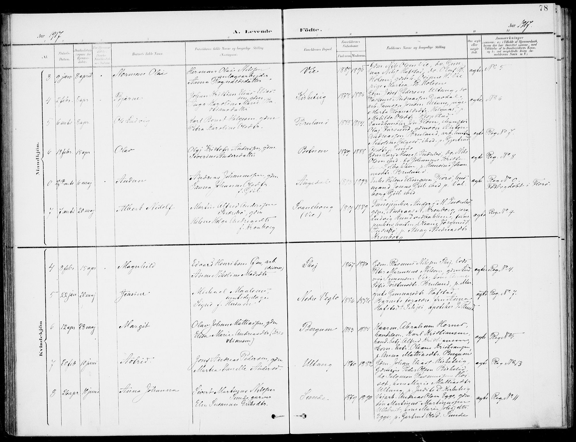 Førde sokneprestembete, SAB/A-79901/H/Haa/Haab/L0002: Parish register (official) no. B  2, 1899-1920, p. 78
