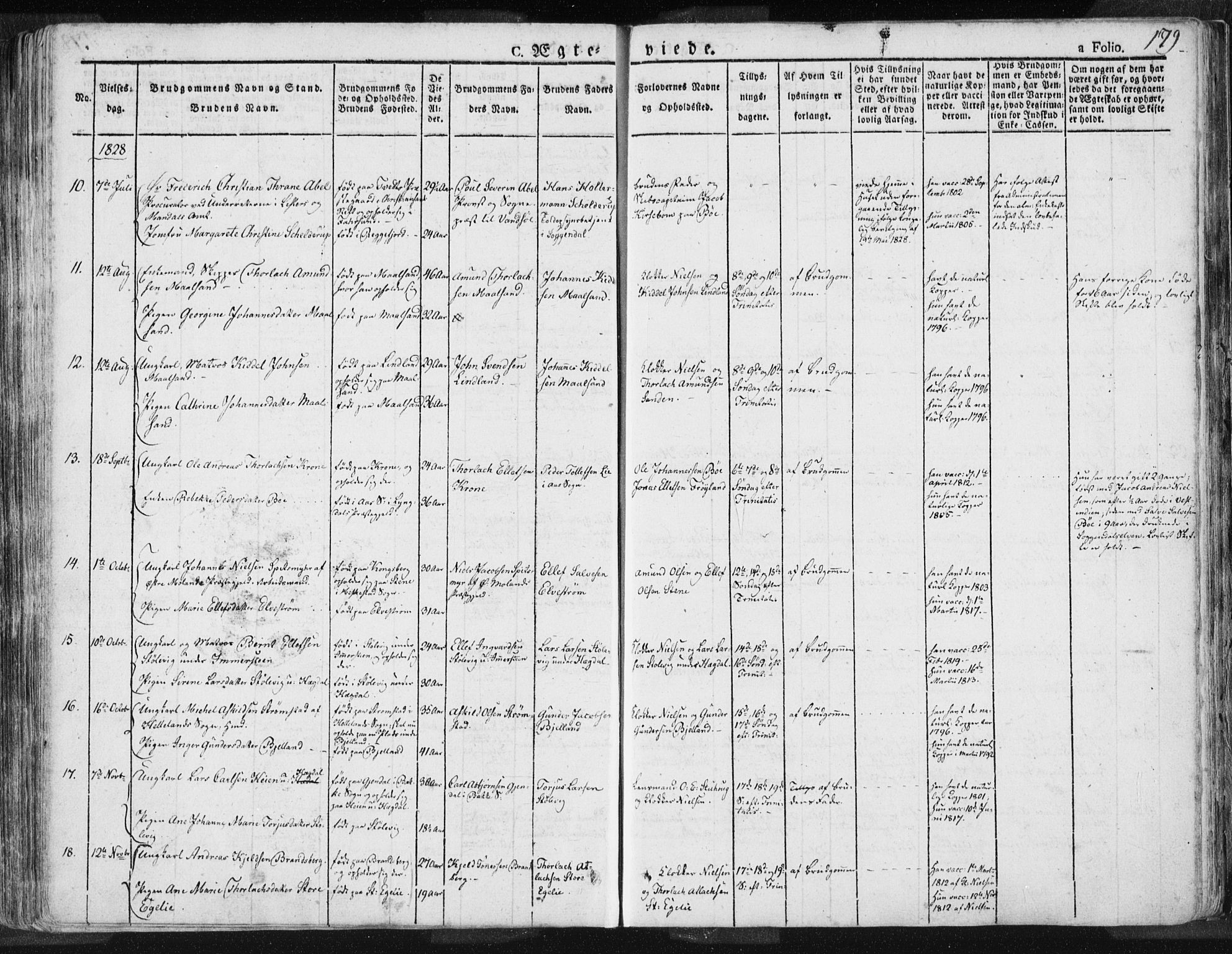 Sokndal sokneprestkontor, SAST/A-101808: Parish register (official) no. A 7.1, 1826-1842, p. 179