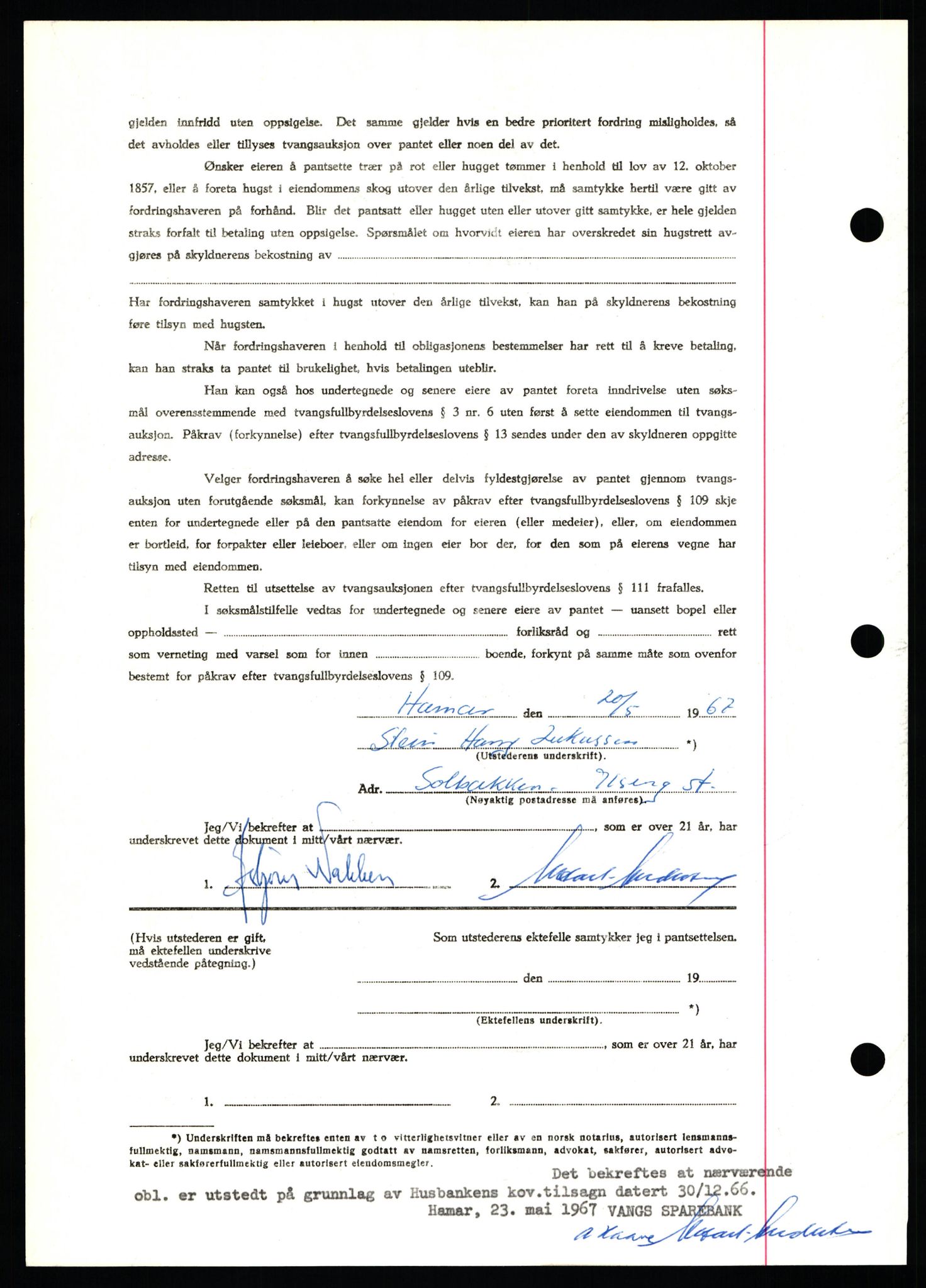 Nord-Hedmark sorenskriveri, SAH/TING-012/H/Hb/Hbf/L0071: Mortgage book no. B71, 1967-1967, Diary no: : 2309/1967