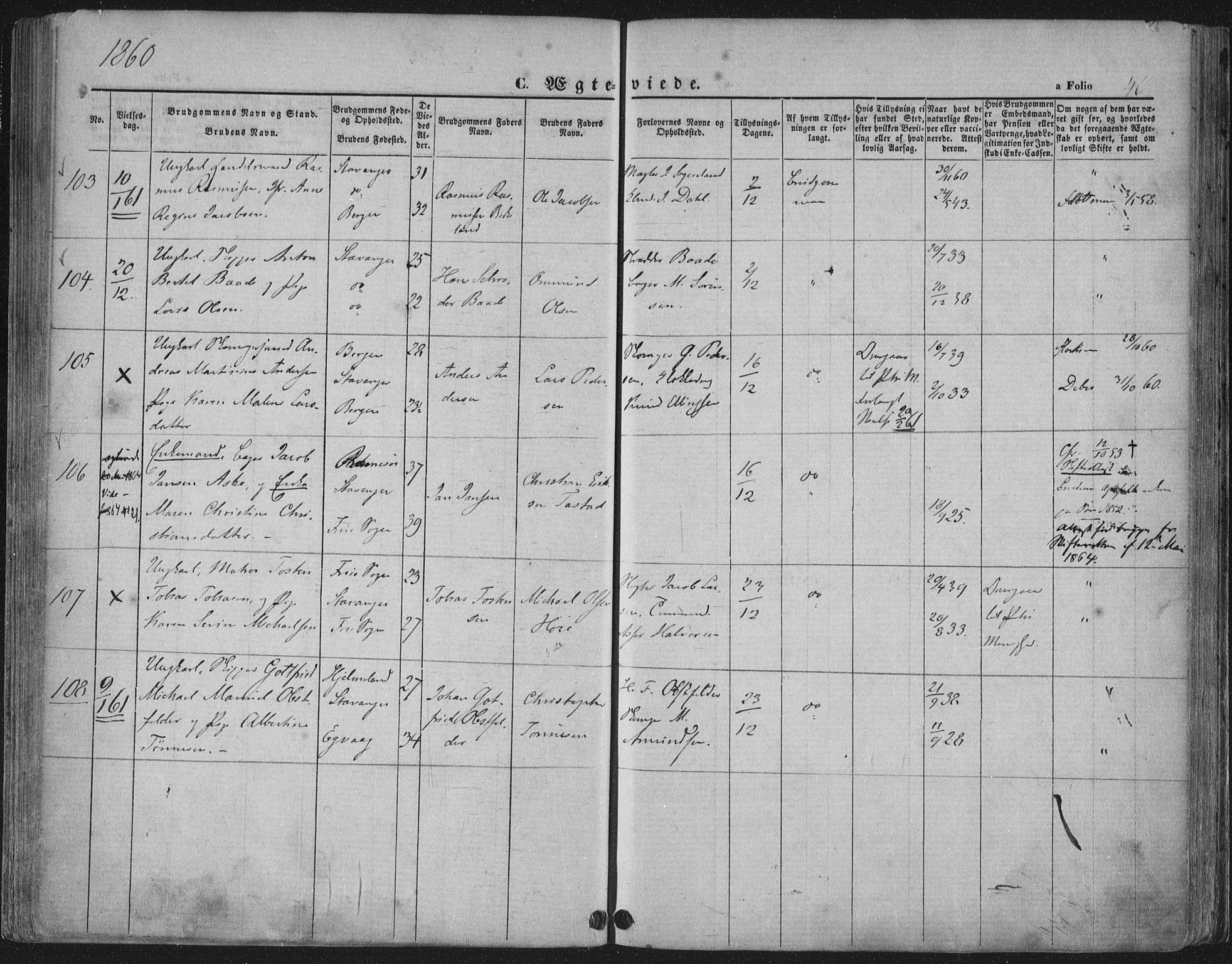Domkirken sokneprestkontor, SAST/A-101812/001/30/30BA/L0019: Parish register (official) no. A 18, 1857-1877, p. 46