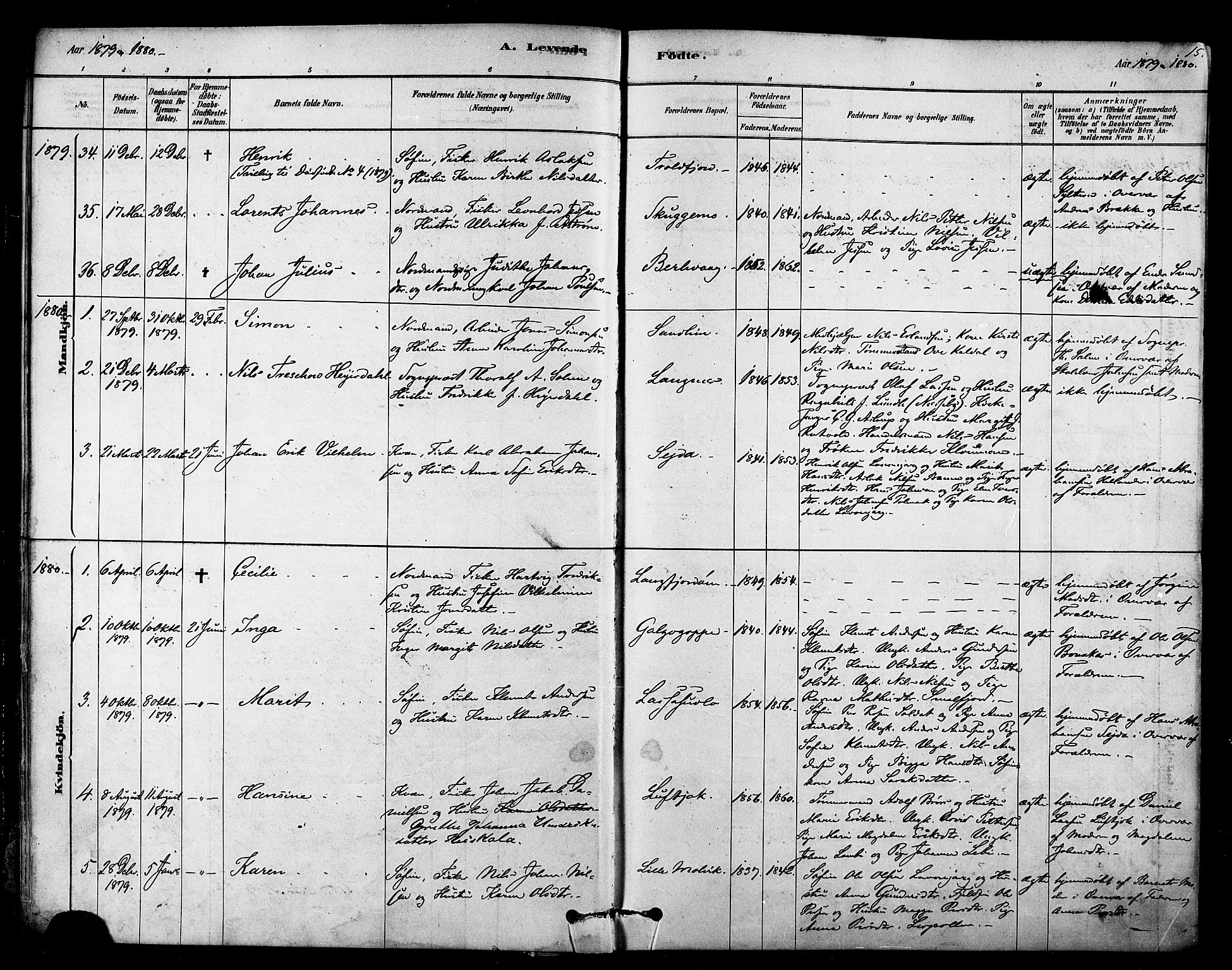 Tana sokneprestkontor, SATØ/S-1334/H/Ha/L0004kirke: Parish register (official) no. 4, 1878-1891, p. 15