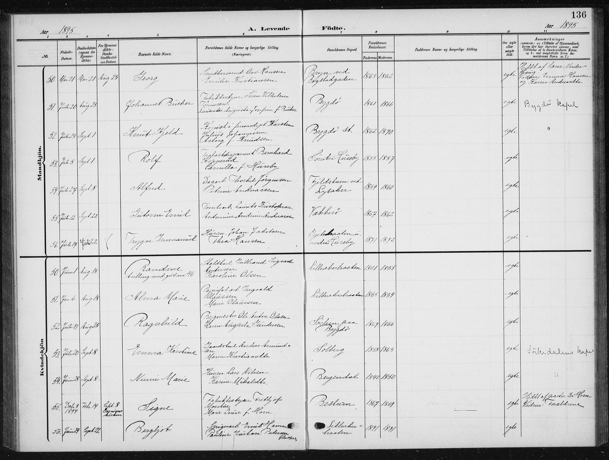 Vestre Aker prestekontor Kirkebøker, AV/SAO-A-10025/F/Fb/L0001: Parish register (official) no. II 1, 1880-1906, p. 136