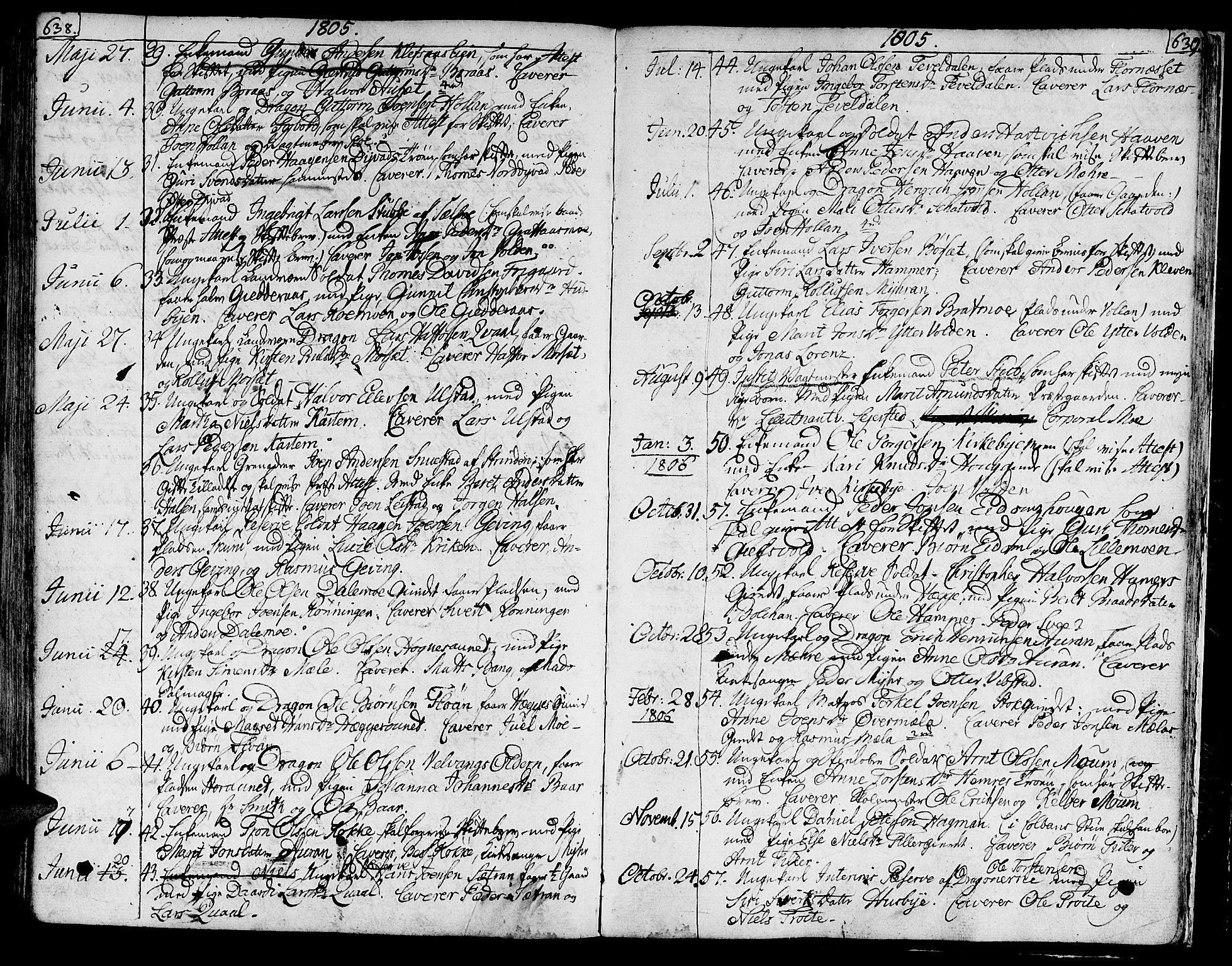 Ministerialprotokoller, klokkerbøker og fødselsregistre - Nord-Trøndelag, SAT/A-1458/709/L0060: Parish register (official) no. 709A07, 1797-1815, p. 638-639