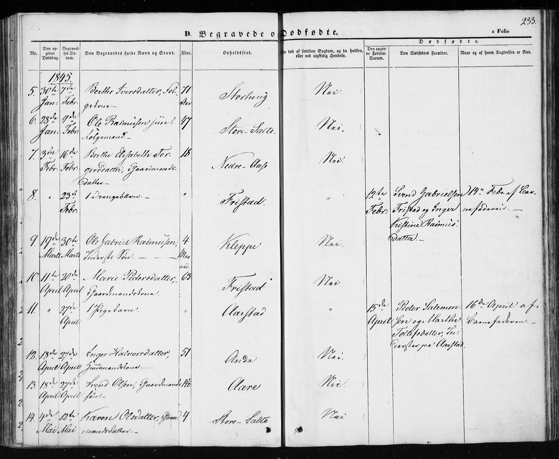 Klepp sokneprestkontor, AV/SAST-A-101803/001/3/30BA/L0004: Parish register (official) no. A 4, 1842-1852, p. 233