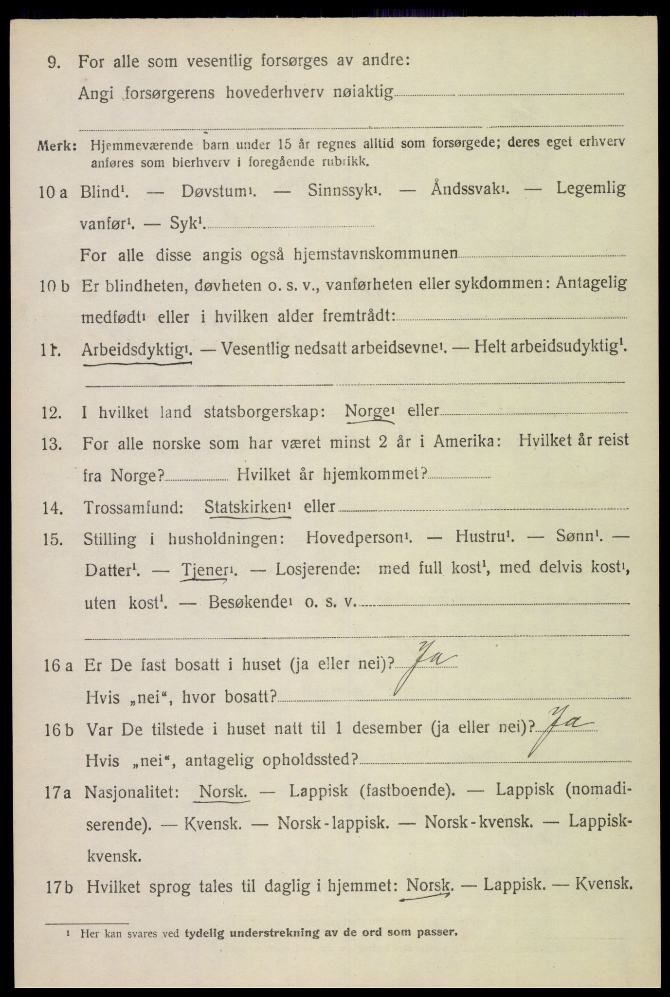 SAT, 1920 census for Vågan, 1920, p. 9504