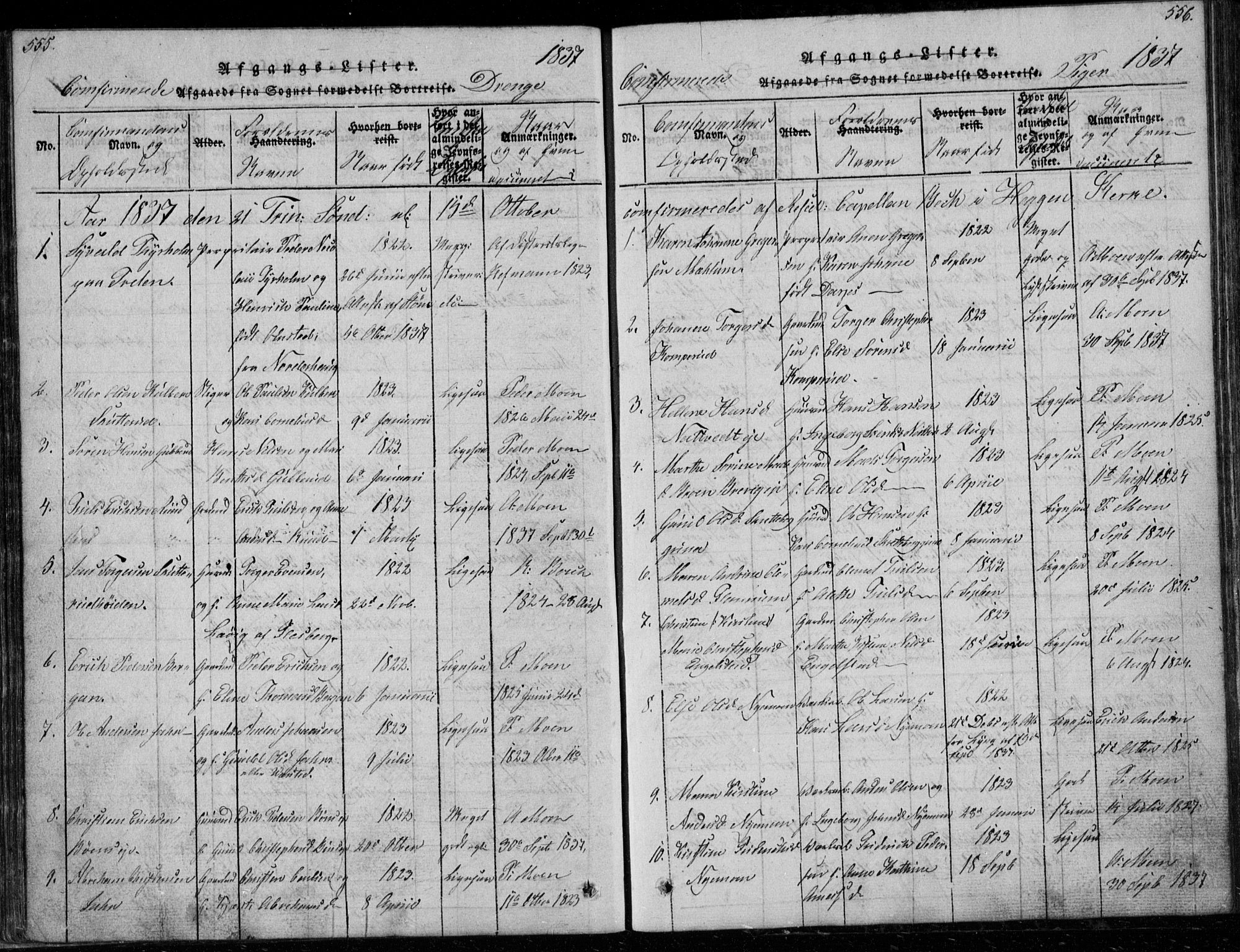 Modum kirkebøker, AV/SAKO-A-234/G/Ga/L0003: Parish register (copy) no. I 3, 1832-1842, p. 555-556