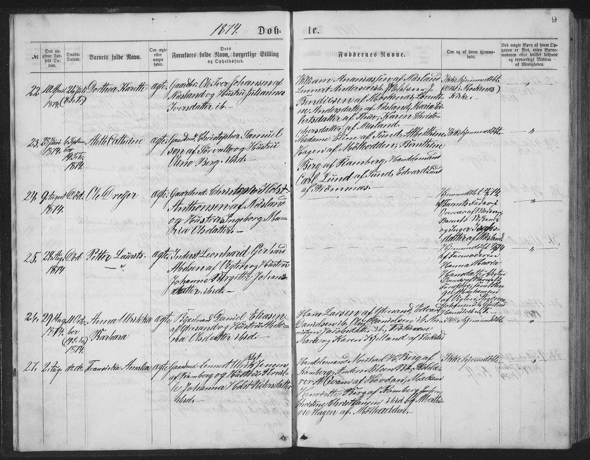 Ministerialprotokoller, klokkerbøker og fødselsregistre - Nordland, SAT/A-1459/885/L1213: Parish register (copy) no. 885C02, 1874-1892, p. 9