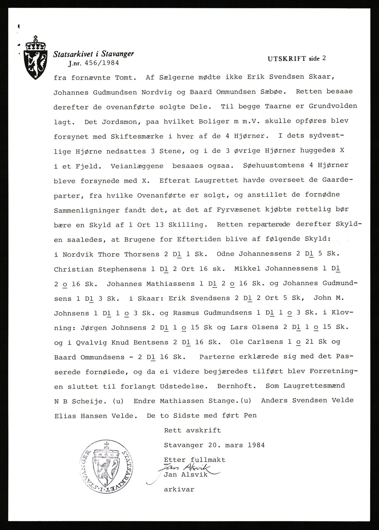 Statsarkivet i Stavanger, SAST/A-101971/03/Y/Yj/L0063: Avskrifter sortert etter gårdsnavn: Nordbraud - Nordvik, 1750-1930, p. 564