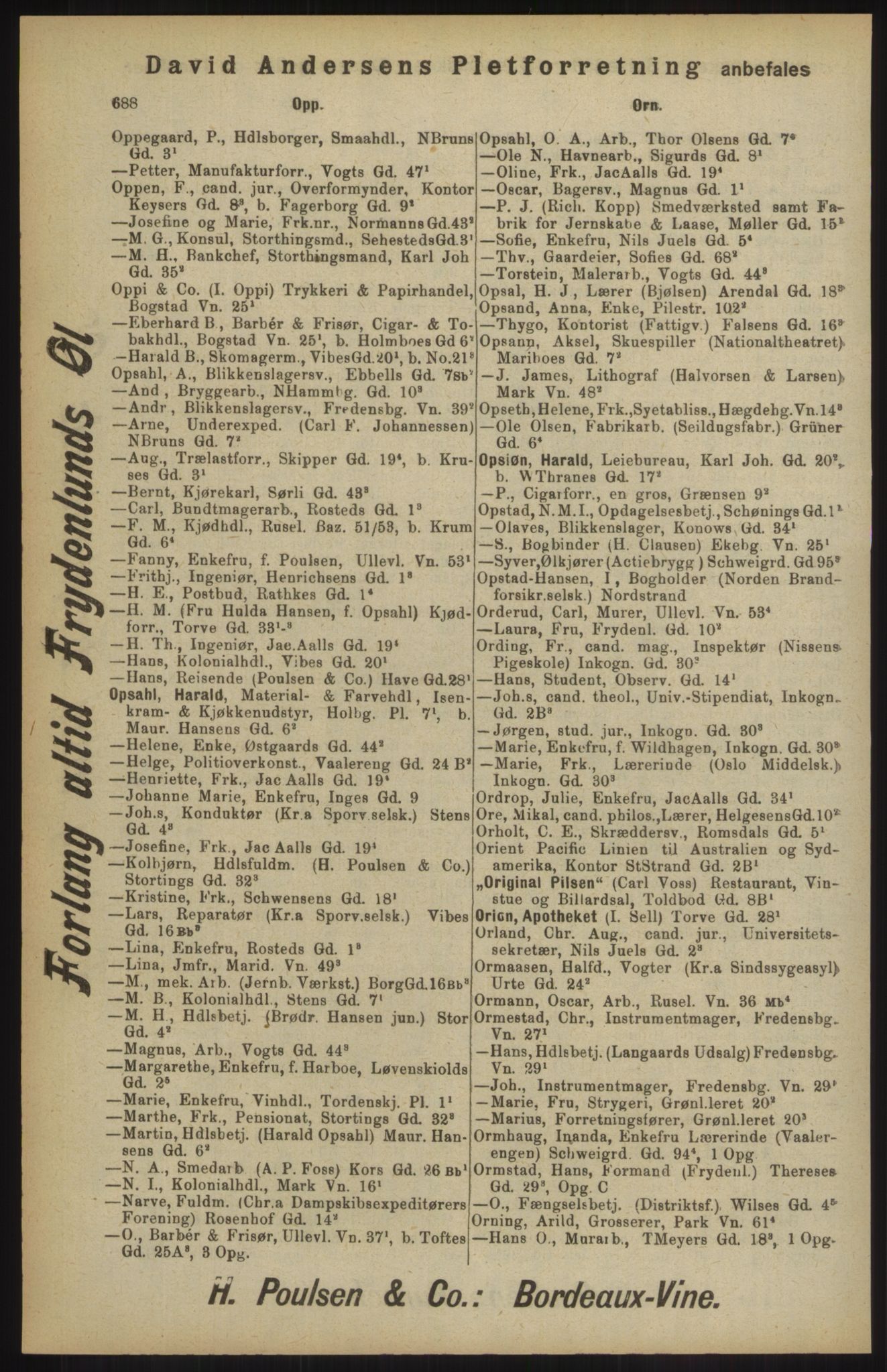 Kristiania/Oslo adressebok, PUBL/-, 1904, p. 688