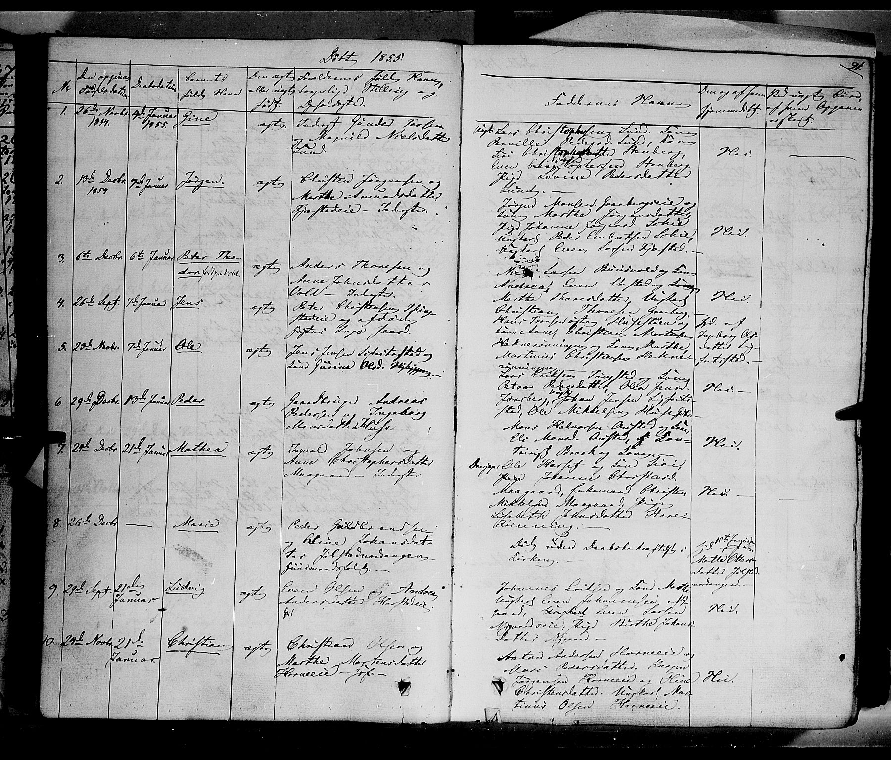 Romedal prestekontor, SAH/PREST-004/K/L0004: Parish register (official) no. 4, 1847-1861, p. 91