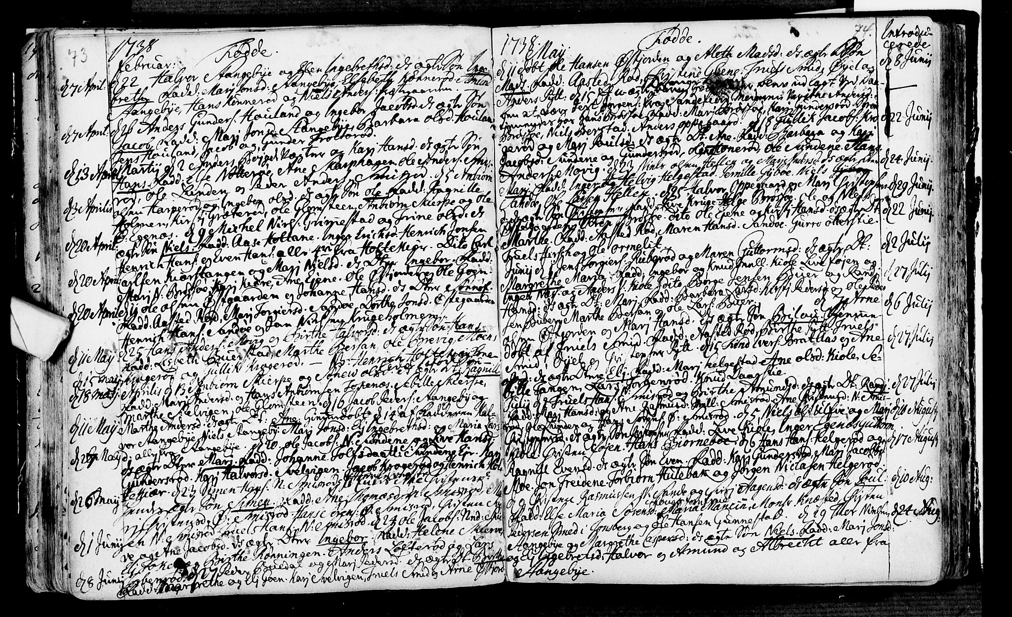 Nøtterøy kirkebøker, SAKO/A-354/F/Fa/L0001: Parish register (official) no. I 1, 1686-1738, p. 73-74