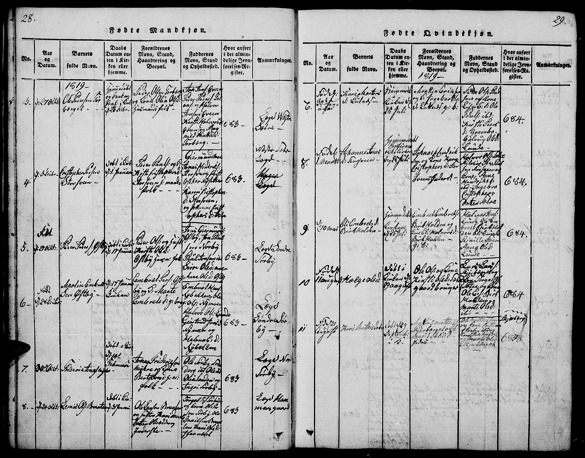 Trysil prestekontor, AV/SAH-PREST-046/H/Ha/Hab/L0004: Parish register (copy) no. 4, 1814-1841, p. 28-29