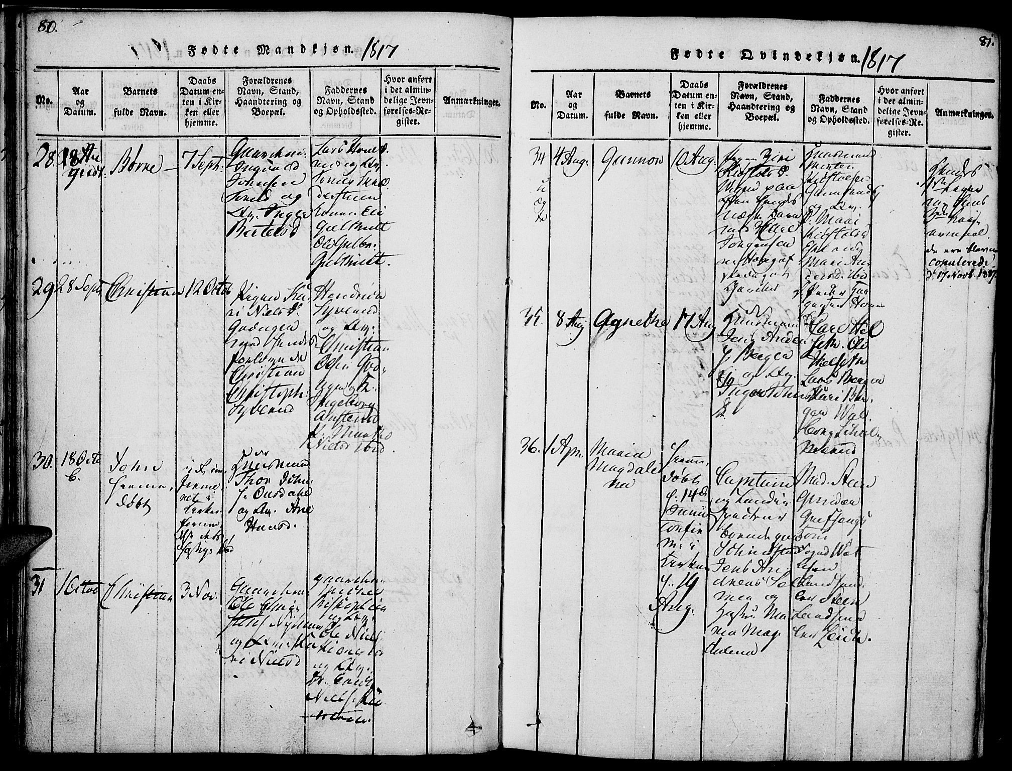 Nes prestekontor, Hedmark, AV/SAH-PREST-020/K/Ka/L0002: Parish register (official) no. 2, 1813-1827, p. 80-81