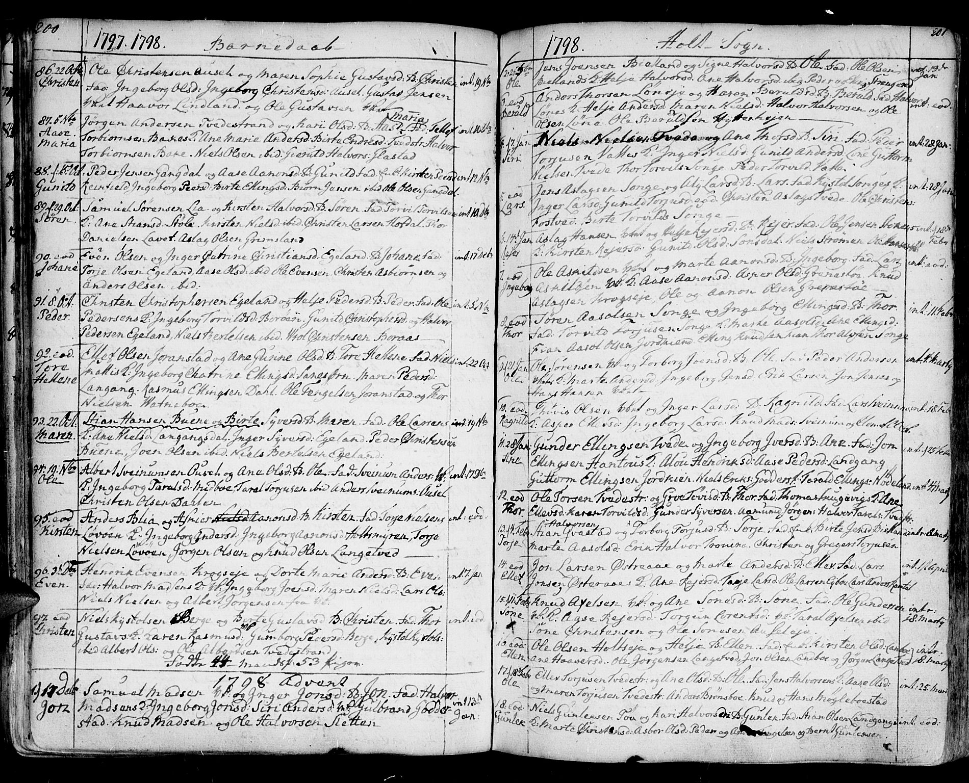 Holt sokneprestkontor, AV/SAK-1111-0021/F/Fa/L0003: Parish register (official) no. A 3, 1765-1798, p. 200-201