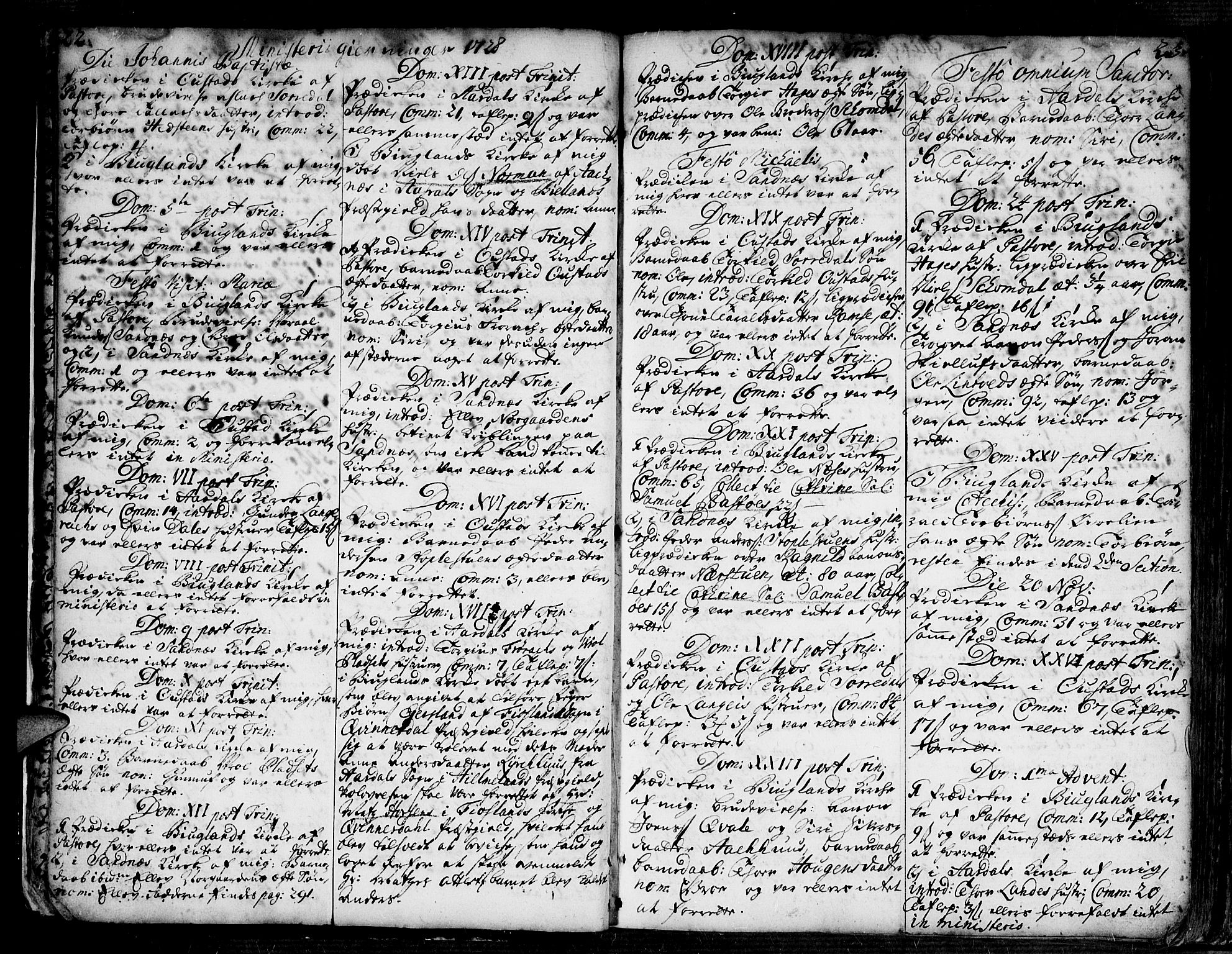 Bygland sokneprestkontor, AV/SAK-1111-0006/F/Fa/Fab/L0001: Parish register (official) no. A 1, 1725-1766, p. 22-23