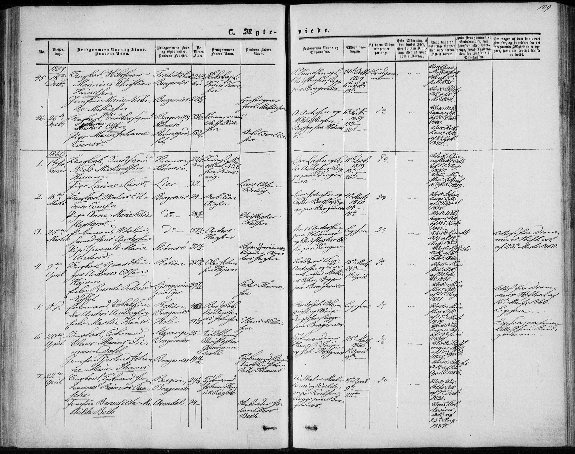 Bragernes kirkebøker, AV/SAKO-A-6/F/Fc/L0002: Parish register (official) no. III 2, 1854-1865, p. 109