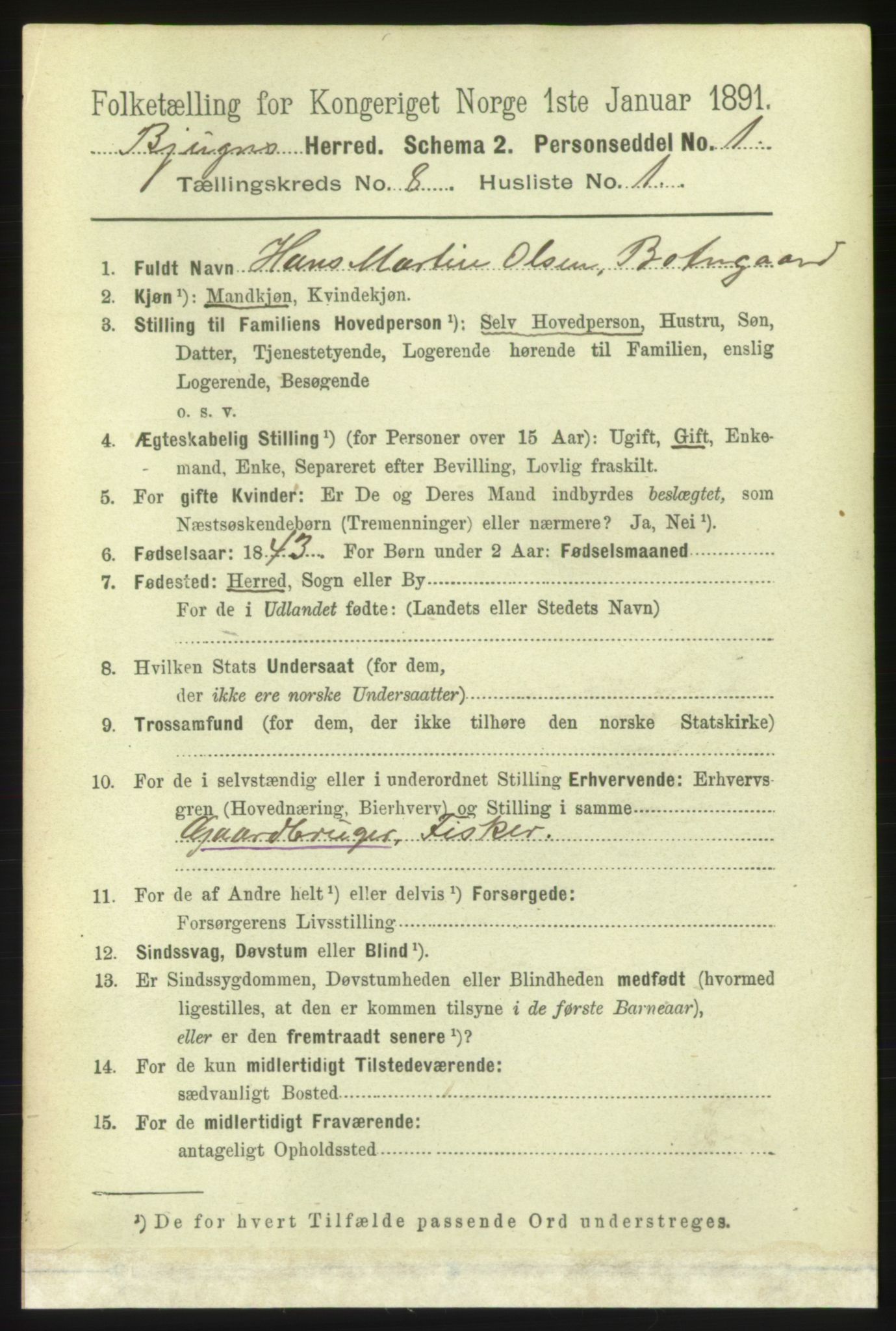 RA, 1891 census for 1627 Bjugn, 1891, p. 2114