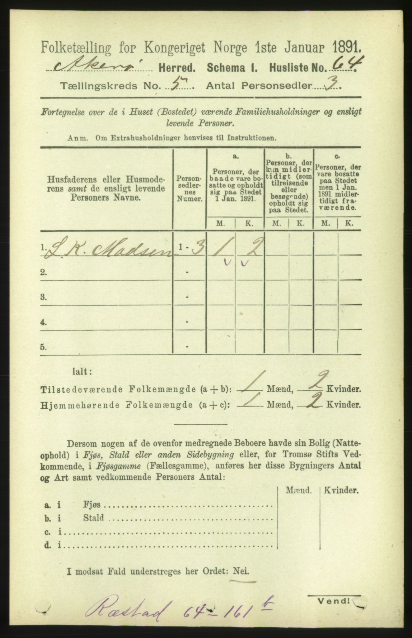 RA, 1891 census for 1545 Aukra, 1891, p. 2001