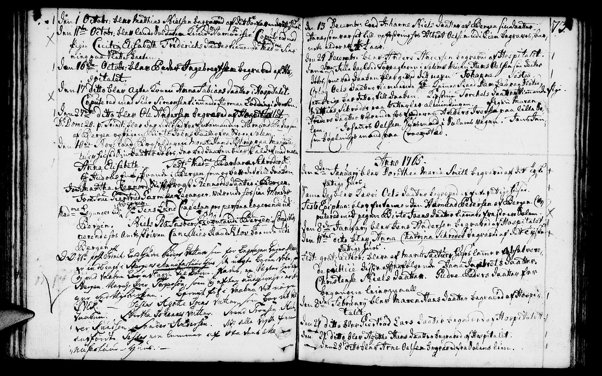 St. Jørgens hospital og Årstad sokneprestembete, AV/SAB-A-99934: Parish register (official) no. A 1, 1743-1823, p. 73