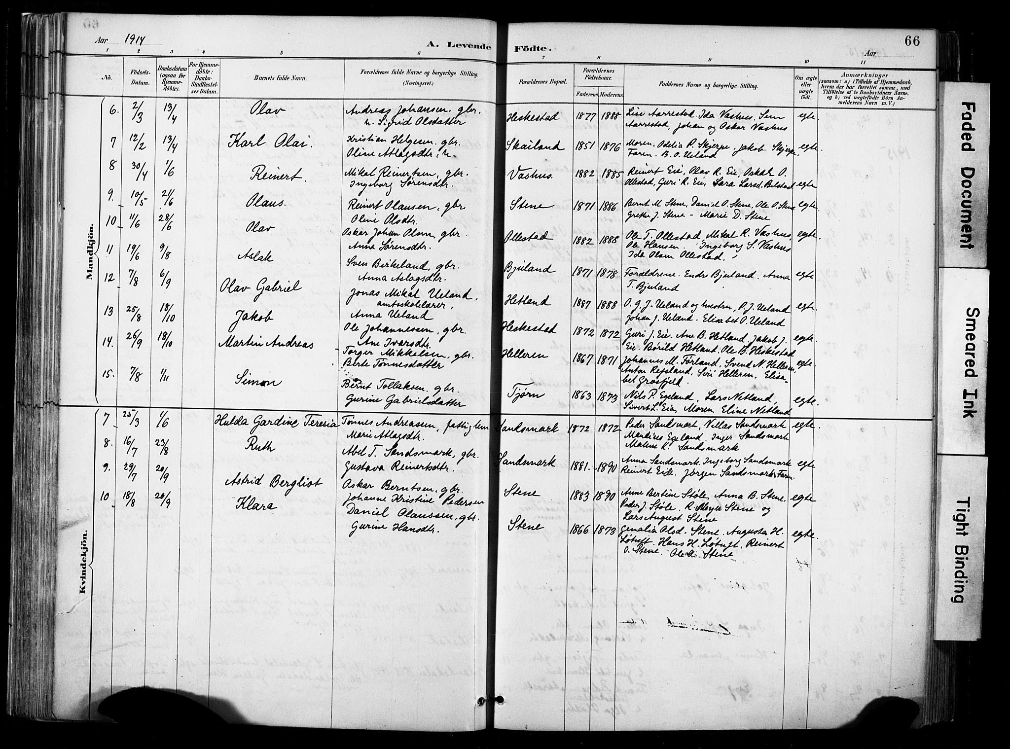 Lund sokneprestkontor, AV/SAST-A-101809/S06/L0012: Parish register (official) no. A 11, 1887-1921, p. 66