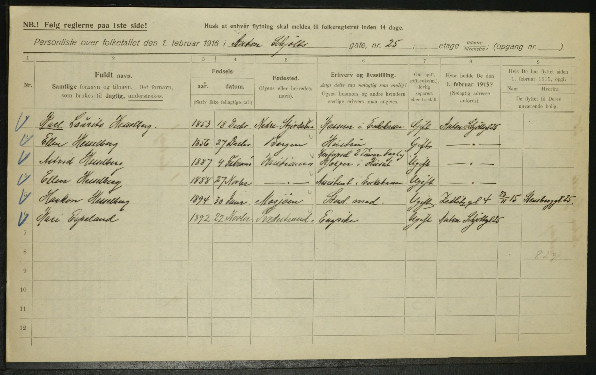 OBA, Municipal Census 1916 for Kristiania, 1916, p. 1378