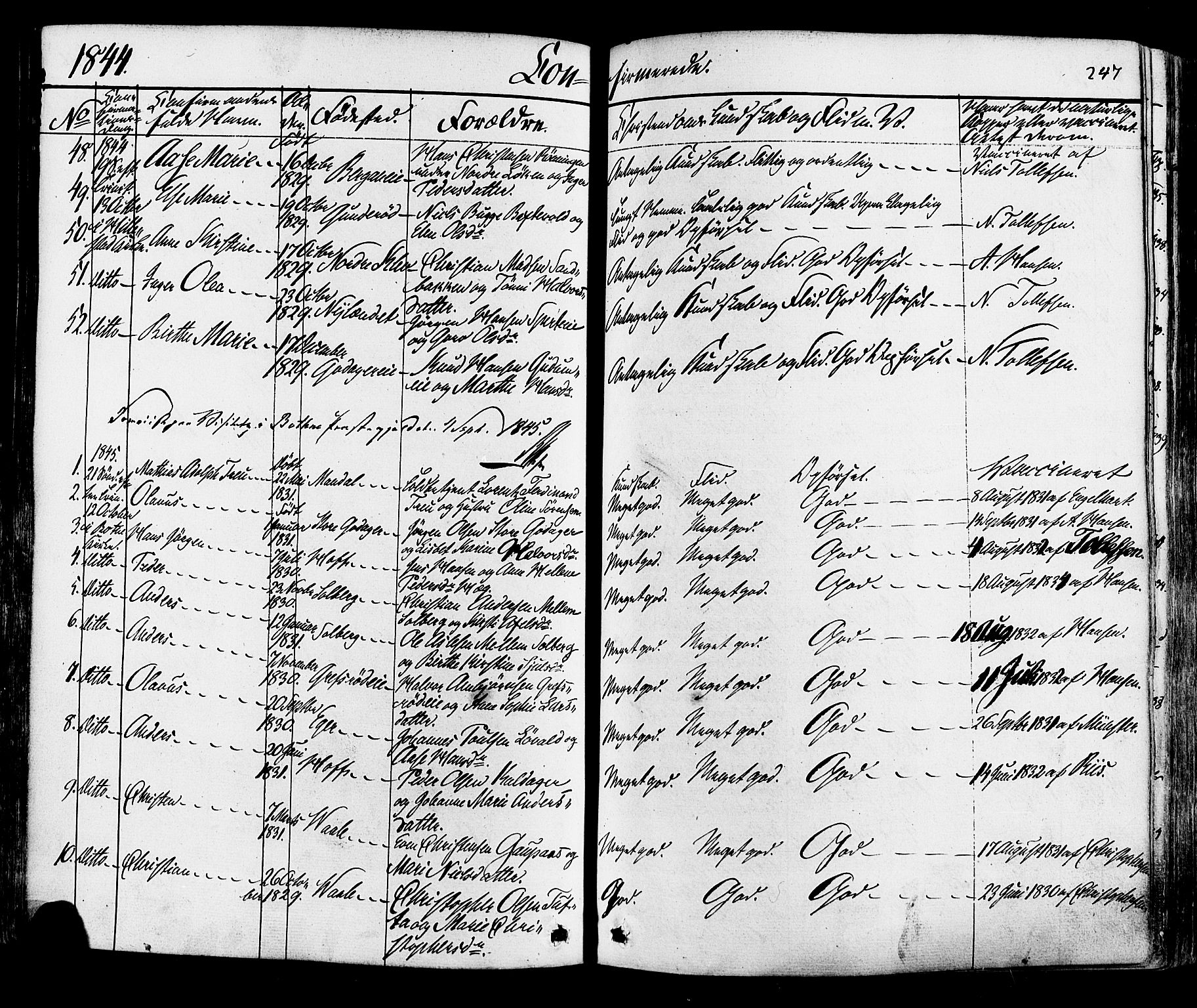 Botne kirkebøker, SAKO/A-340/F/Fa/L0006: Parish register (official) no. I 6, 1836-1877, p. 247
