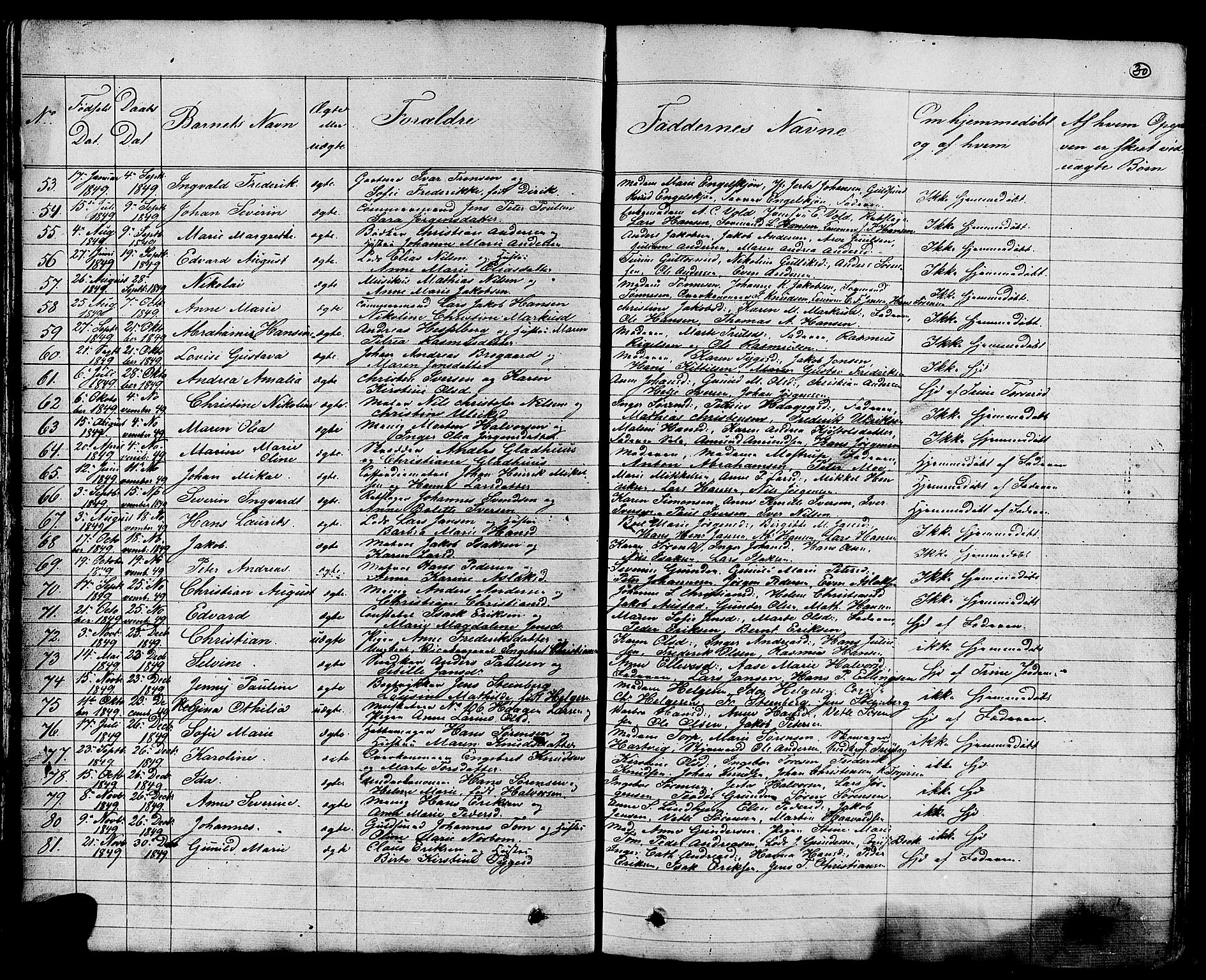 Stavern kirkebøker, SAKO/A-318/G/Ga/L0002: Parish register (copy) no. 2, 1839-1909, p. 30