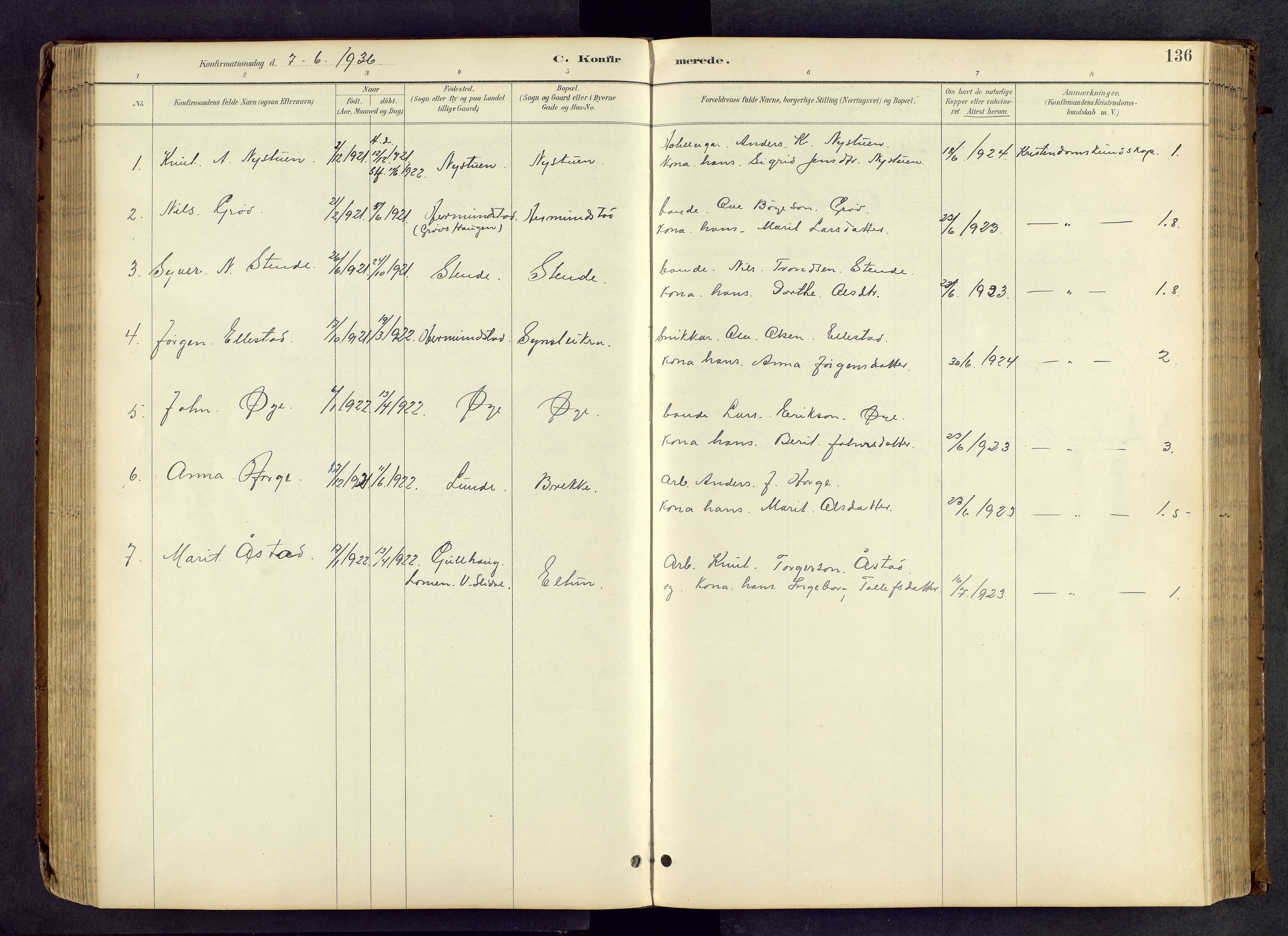 Vang prestekontor, Valdres, SAH/PREST-140/H/Hb/L0005: Parish register (copy) no. 5, 1889-1945, p. 136
