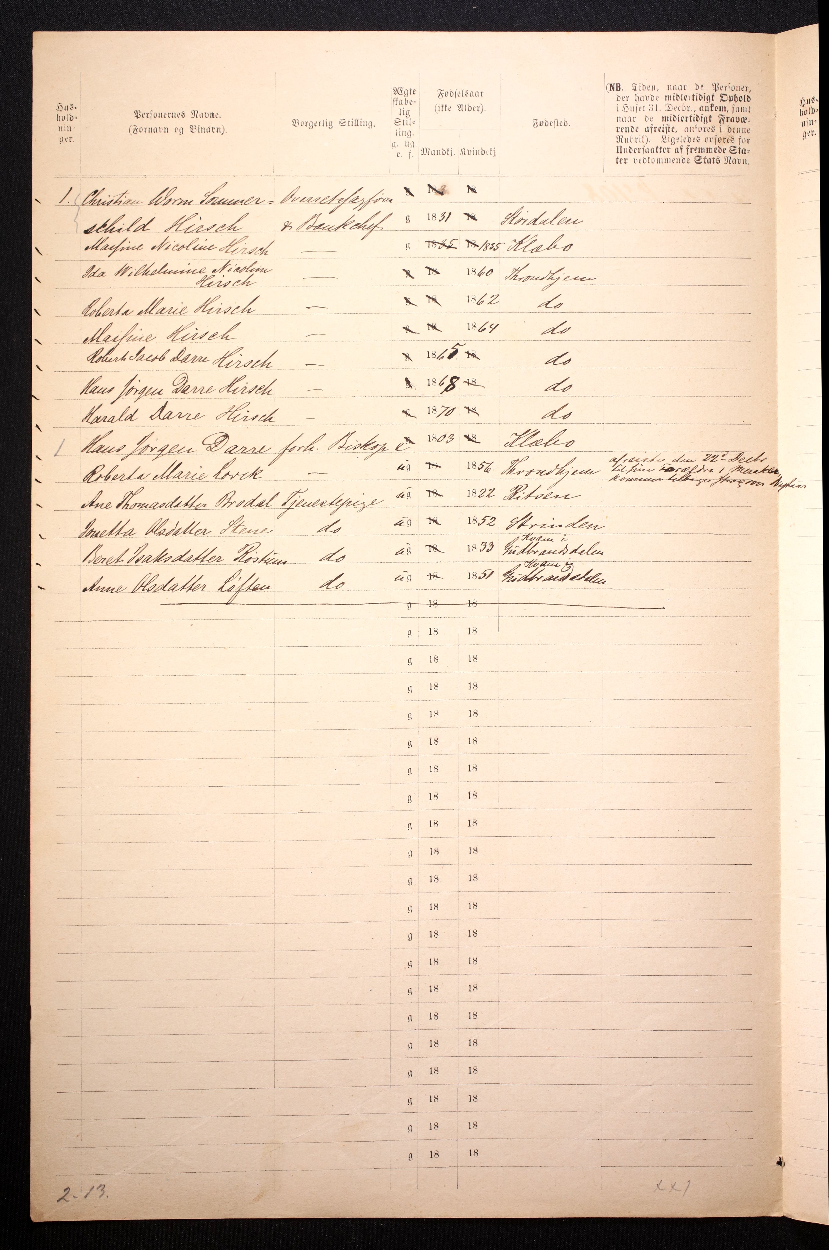 RA, 1871 census for 1601 Trondheim, 1870-1871, p. 279