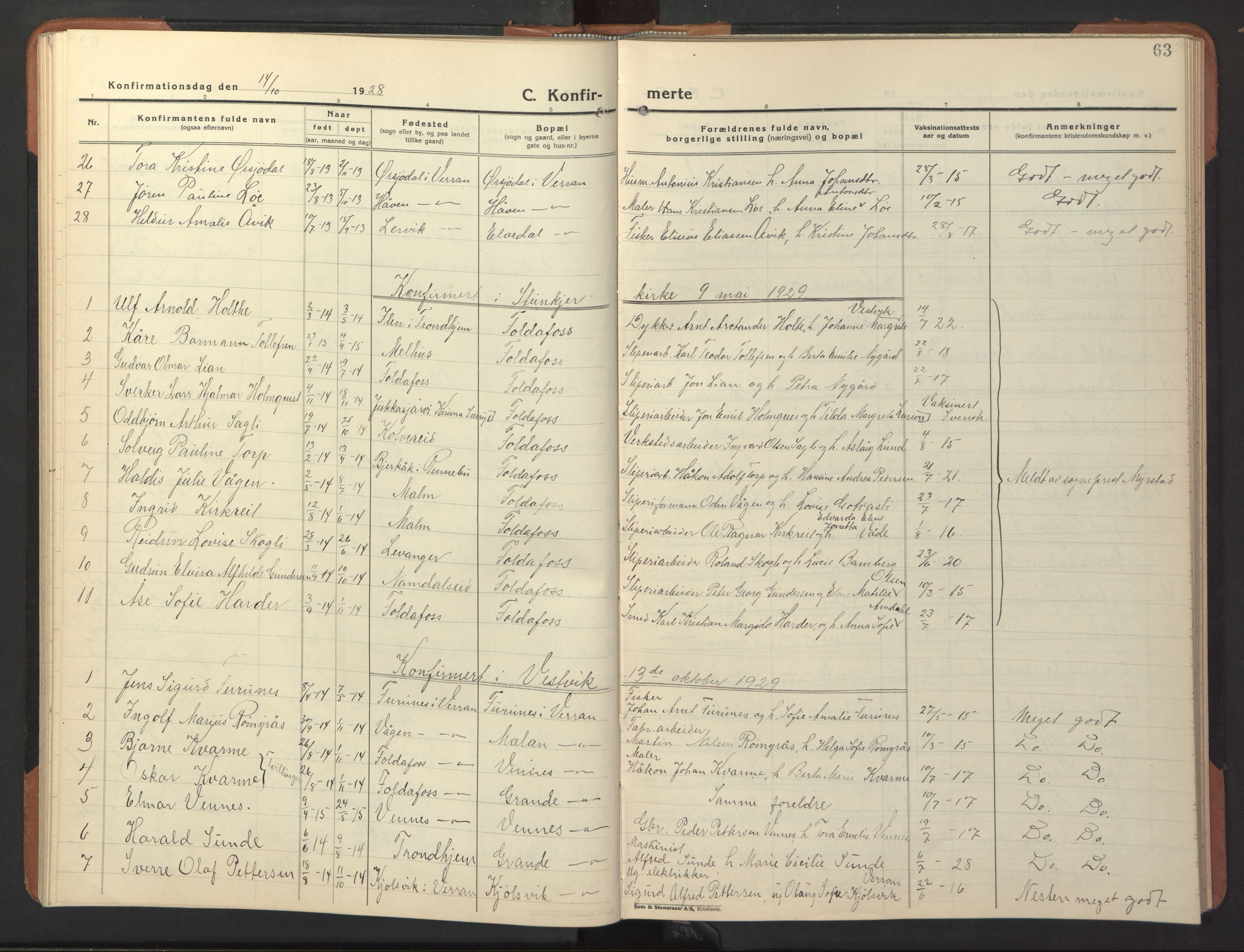 Ministerialprotokoller, klokkerbøker og fødselsregistre - Nord-Trøndelag, SAT/A-1458/744/L0425: Parish register (copy) no. 744C04, 1924-1947, p. 63