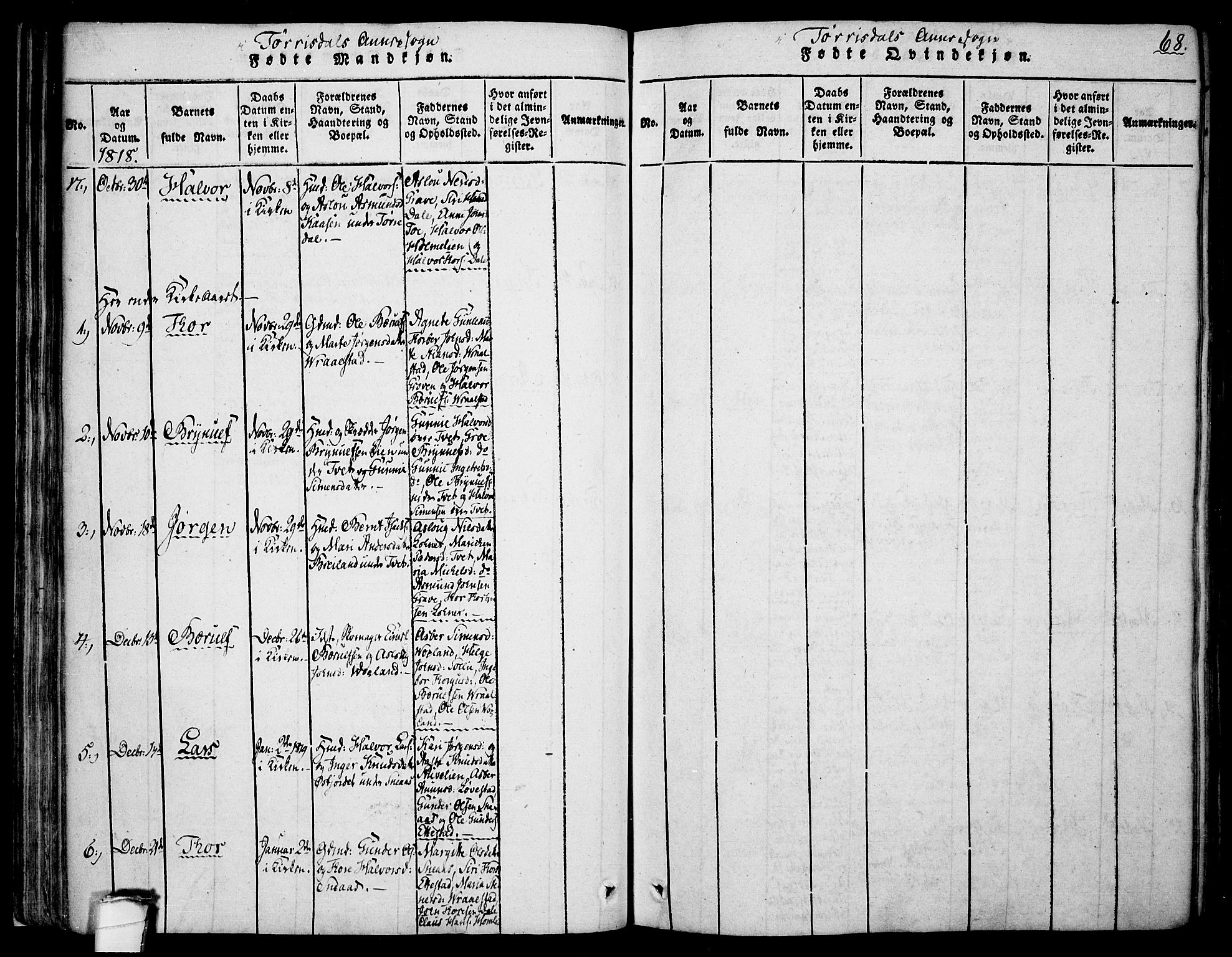 Drangedal kirkebøker, SAKO/A-258/F/Fa/L0005: Parish register (official) no. 5 /2, 1814-1831, p. 68