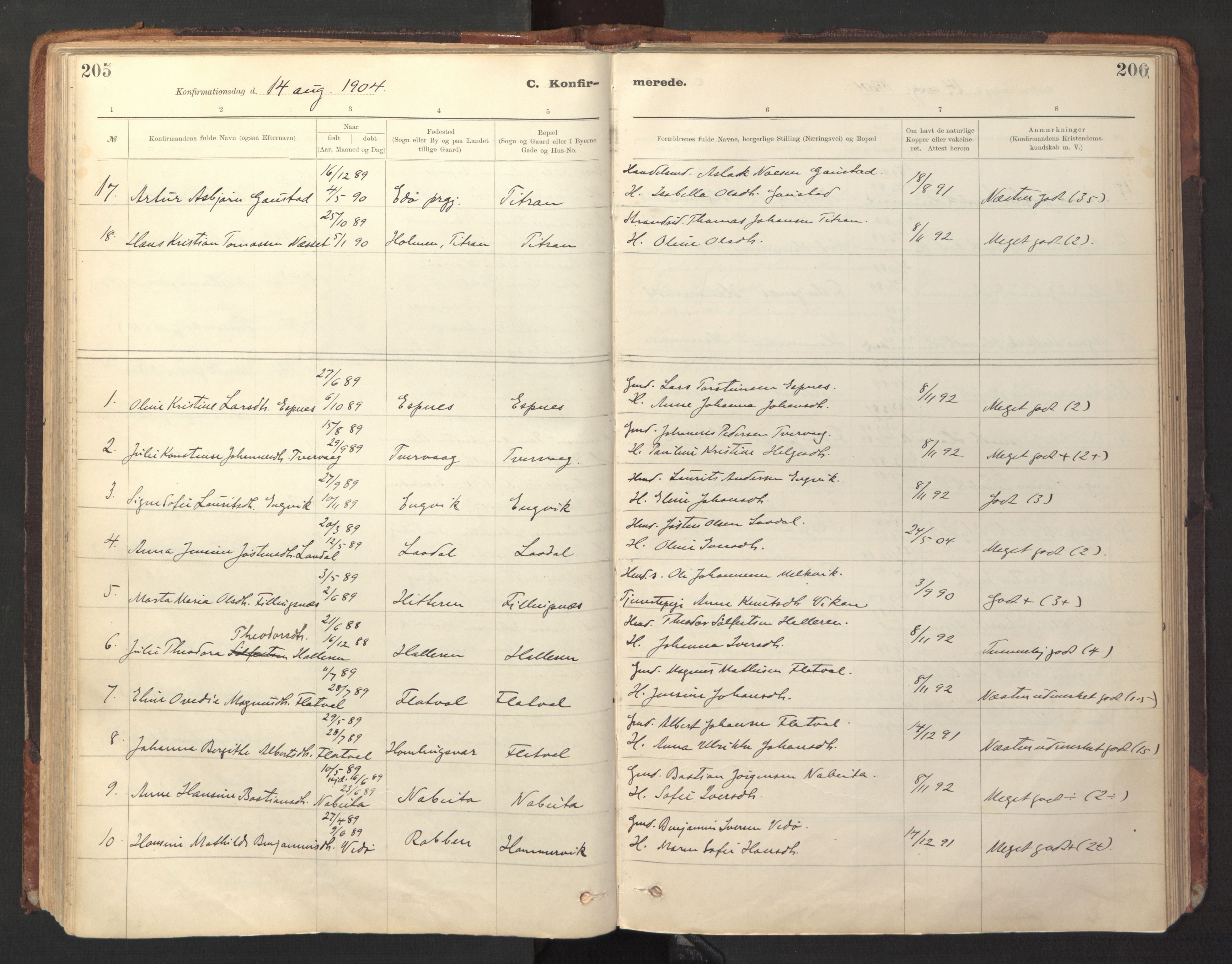 Ministerialprotokoller, klokkerbøker og fødselsregistre - Sør-Trøndelag, SAT/A-1456/641/L0596: Parish register (official) no. 641A02, 1898-1915, p. 205-206