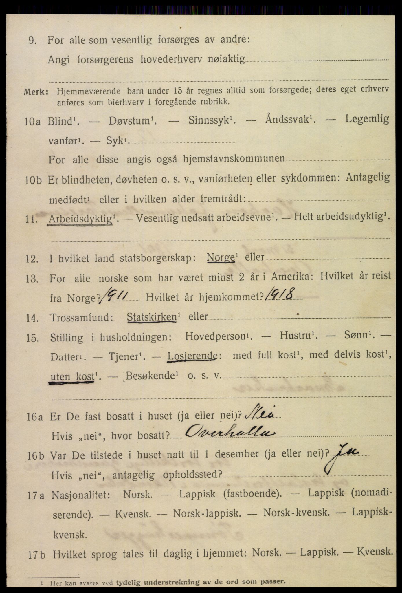 SAT, 1920 census for Grong, 1920, p. 1224