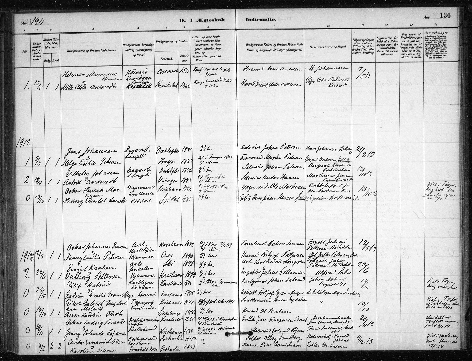 Nesodden prestekontor Kirkebøker, SAO/A-10013/F/Fb/L0001: Parish register (official) no. II 1, 1880-1915, p. 136
