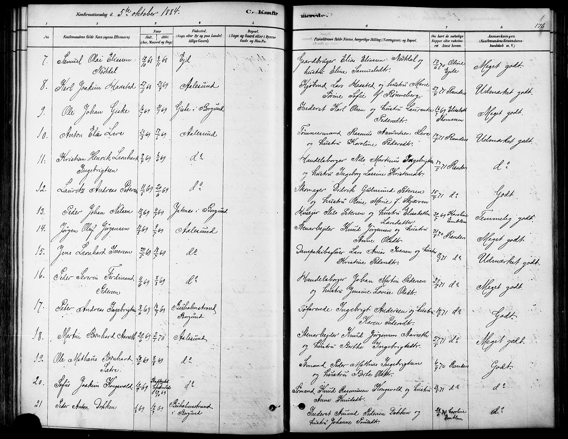 Ministerialprotokoller, klokkerbøker og fødselsregistre - Møre og Romsdal, AV/SAT-A-1454/529/L0454: Parish register (official) no. 529A04, 1878-1885, p. 176