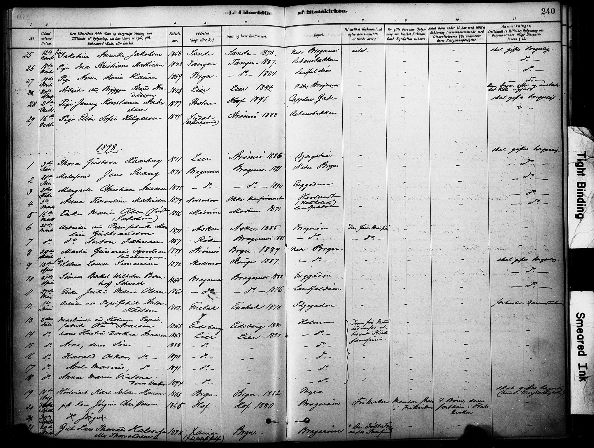 Bragernes kirkebøker, SAKO/A-6/F/Fc/L0005: Parish register (official) no. III 5, 1878-1890, p. 240