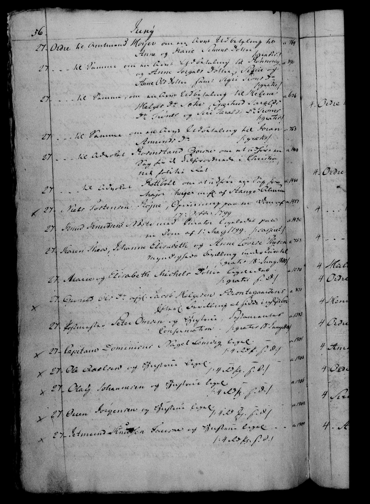 Danske Kanselli 1800-1814, RA/EA-3024/H/Hf/Hfb/Hfbc/L0001: Underskrivelsesbok m. register, 1800, p. 56