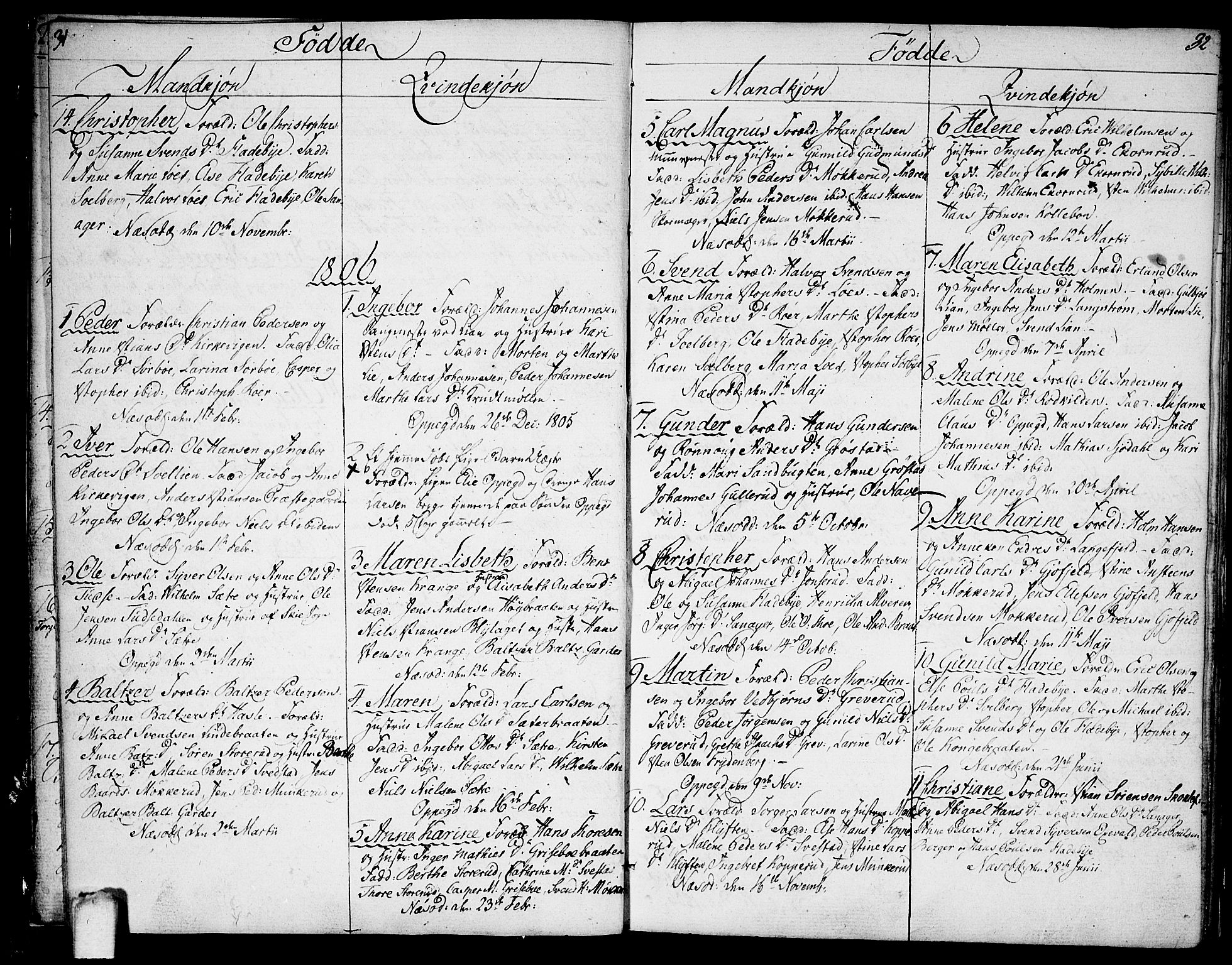 Nesodden prestekontor Kirkebøker, SAO/A-10013/F/Fa/L0005: Parish register (official) no. I 5, 1793-1814, p. 31-32