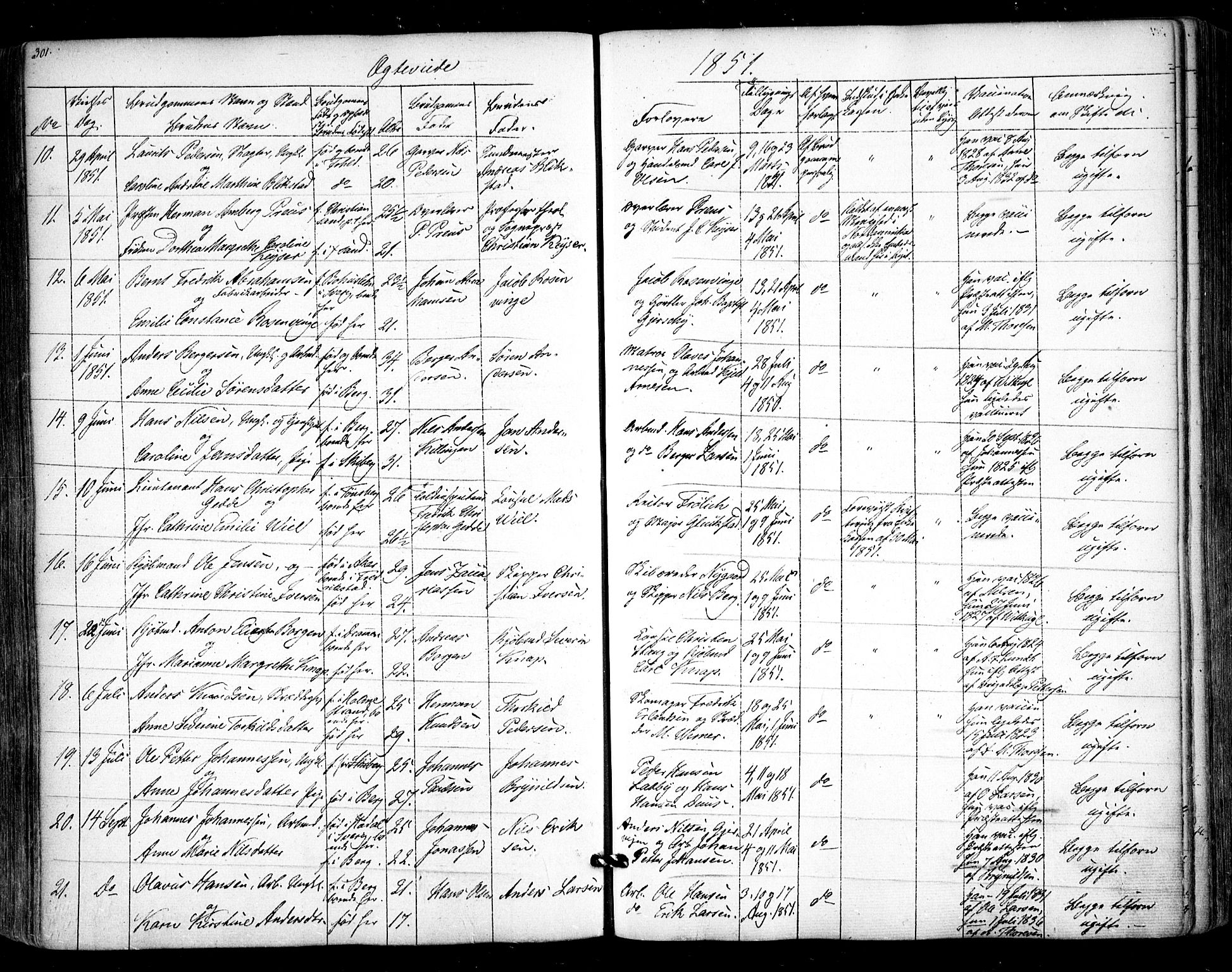 Halden prestekontor Kirkebøker, SAO/A-10909/F/Fa/L0006: Parish register (official) no. I 6, 1845-1856, p. 301