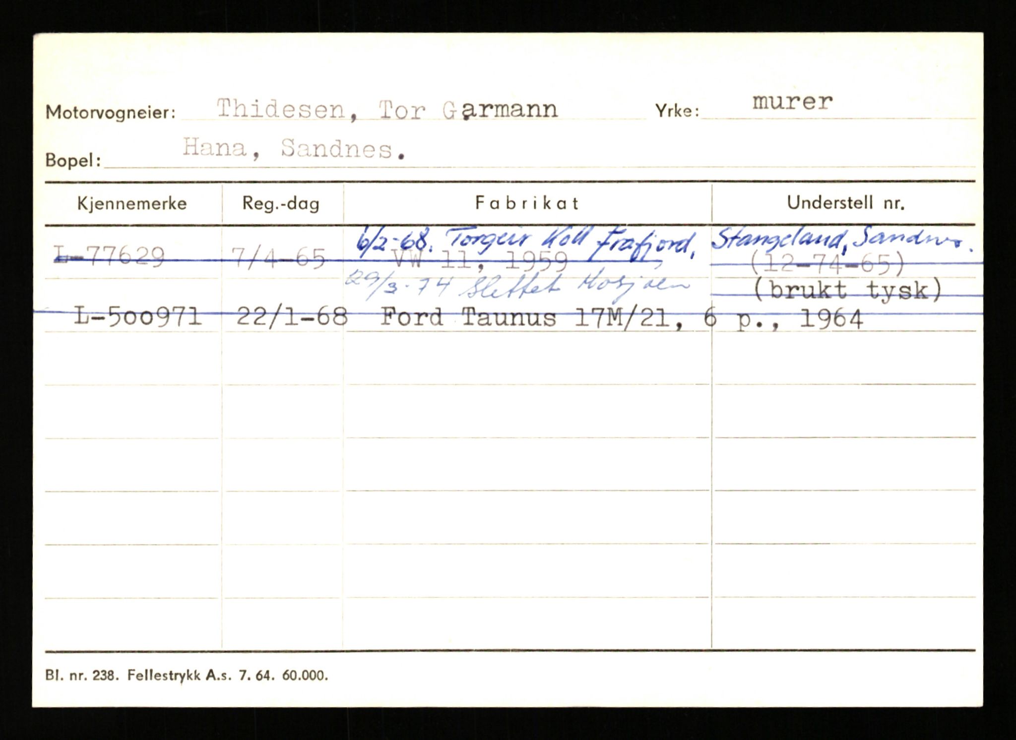 Stavanger trafikkstasjon, SAST/A-101942/0/H/L0038: Sørbø - Tjeltveit, 1930-1971, p. 2199