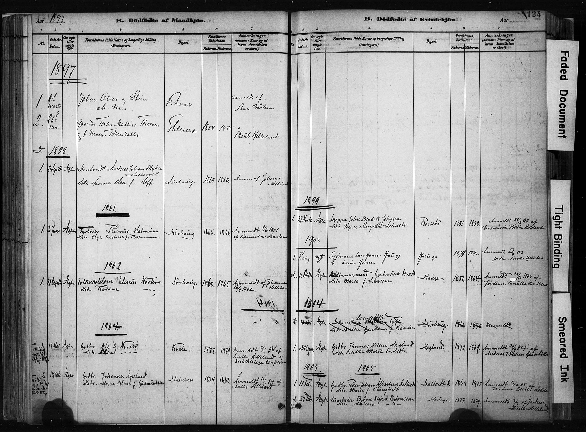 Haugesund sokneprestkontor, AV/SAST-A -101863/H/Ha/Haa/L0004: Parish register (official) no. A 4, 1886-1908, p. 124