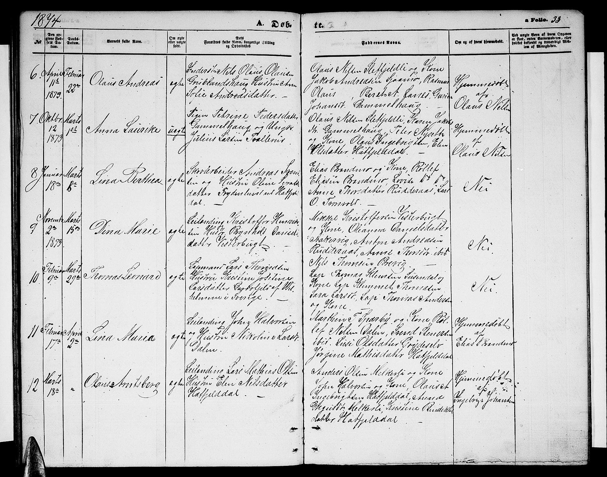 Ministerialprotokoller, klokkerbøker og fødselsregistre - Nordland, AV/SAT-A-1459/823/L0329: Parish register (copy) no. 823C01, 1865-1878, p. 33