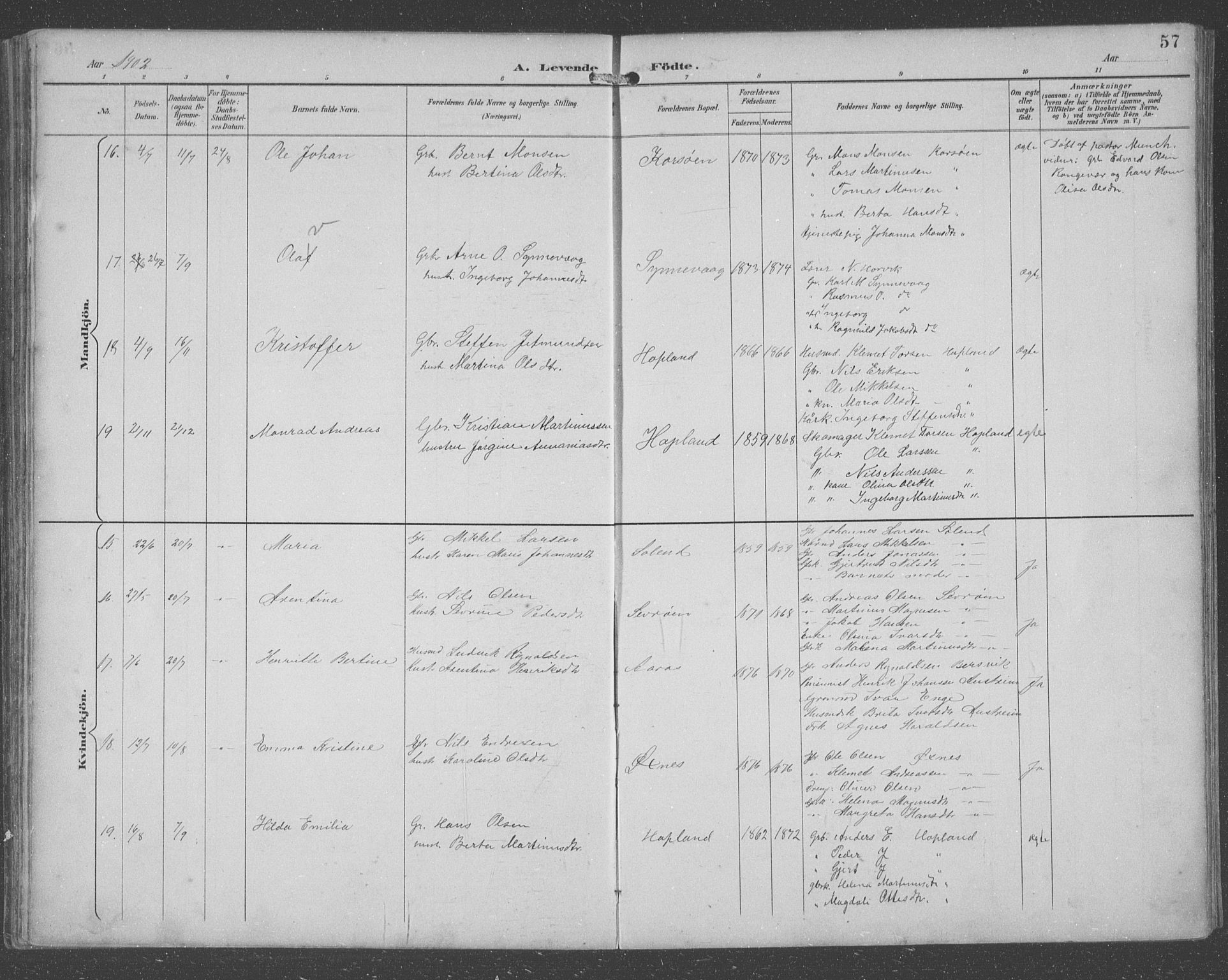 Lindås Sokneprestembete, AV/SAB-A-76701/H/Hab/Habc/L0004: Parish register (copy) no. C 4, 1894-1910, p. 57